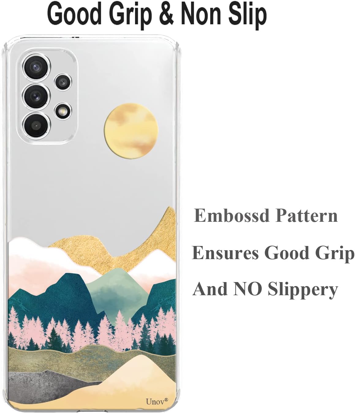 Detalle de Unov Case for Galaxy A53 5G – Clear Slim TPU with Serria Mountains Embossed Pattern