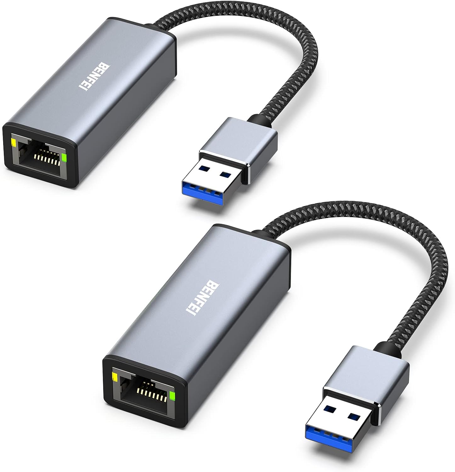 Detalle de BENFEI USB Ethernet Adapter 1000 Mbps pack of 2 📡