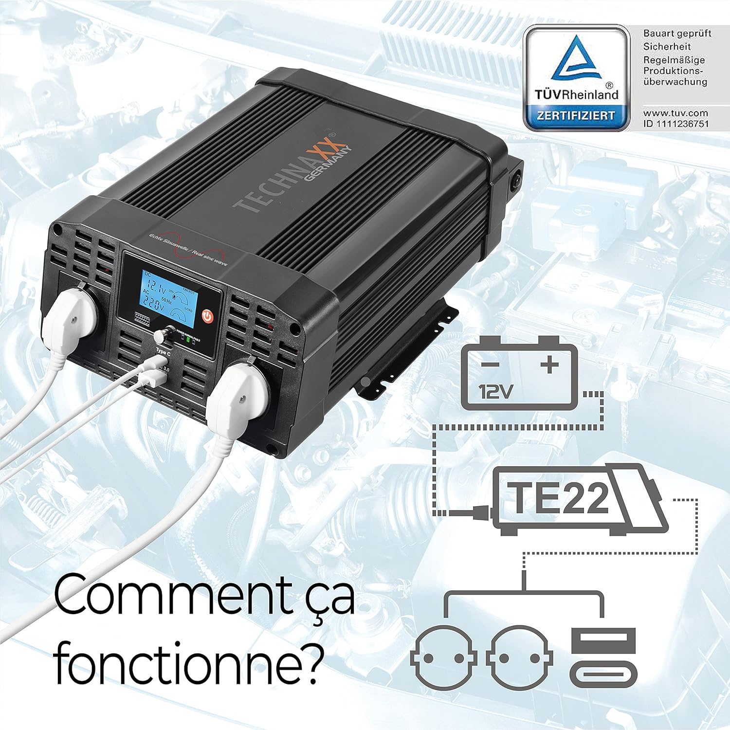 Thumbnail 2 de Technaxx TE22 Onduleur 2000W pur sinus