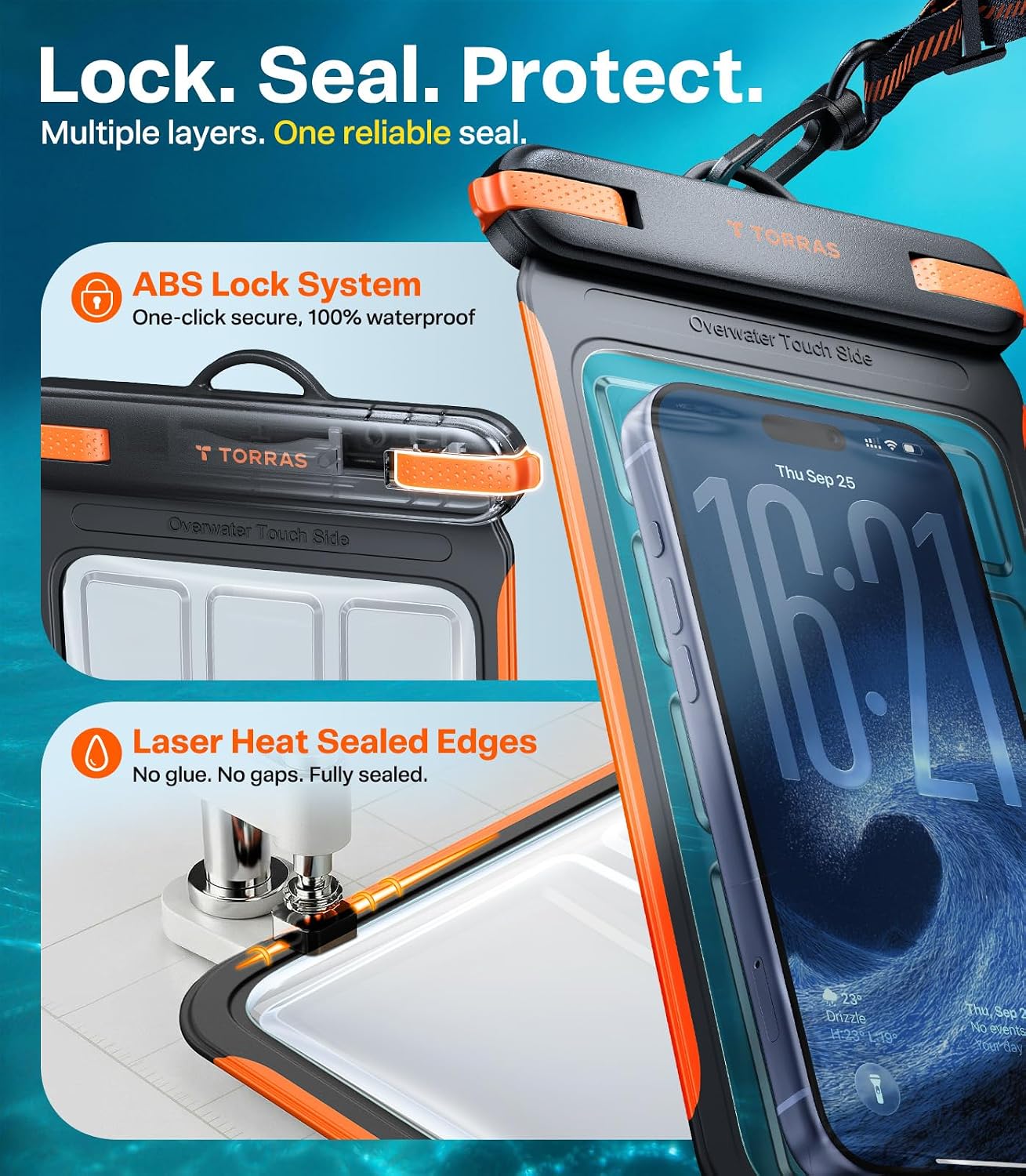Thumbnail 4 de TORRAS IPX8 Waterproof Phone Pouch Floating: Clear underwater touch and reliable protection for iPhones and large smartphones