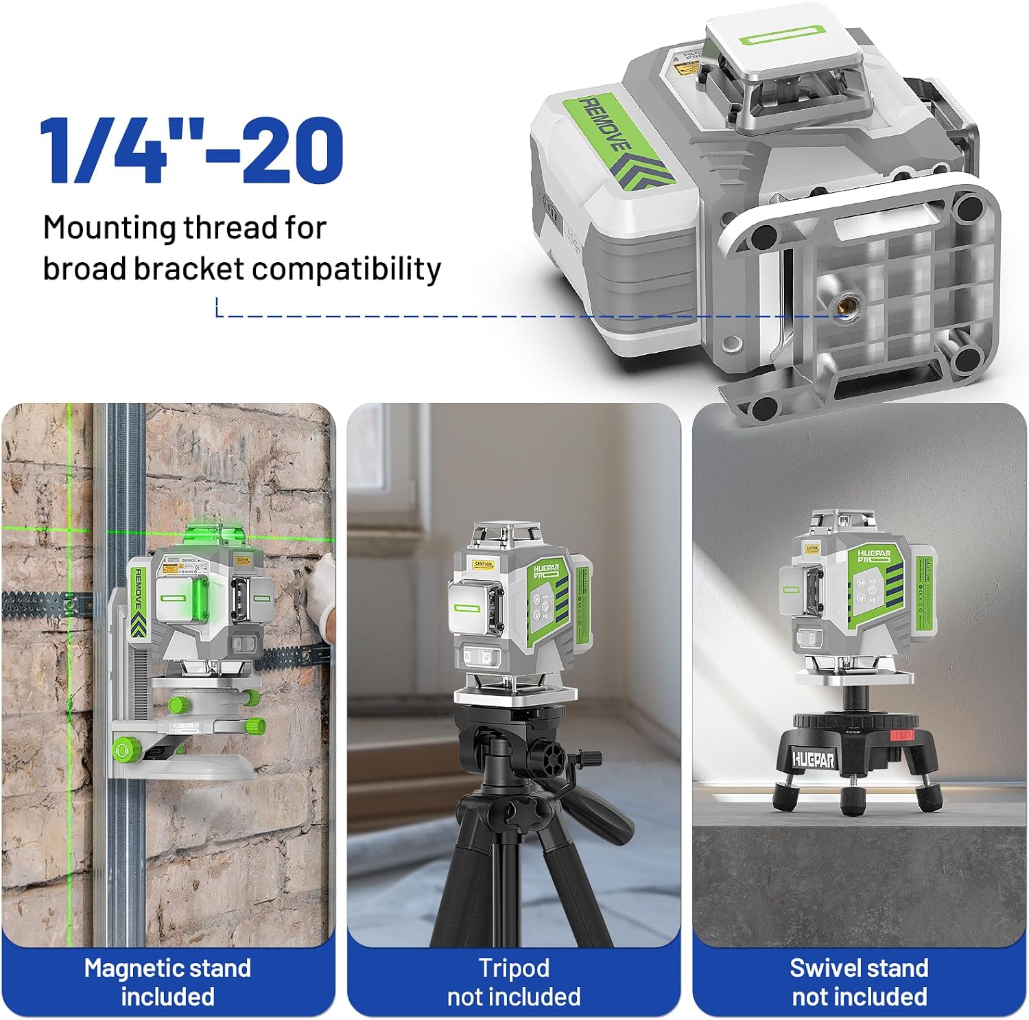 Thumbnail 6 de Huepar Pro Laser Level: 4 x 360 Self-Levelling Green Laser with 8000mAh Battery