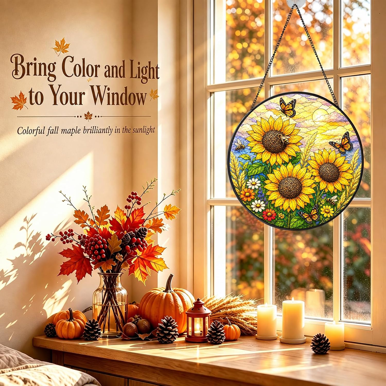 Detalle de Stained Glass Suncatcher, 7.8-Inch Round