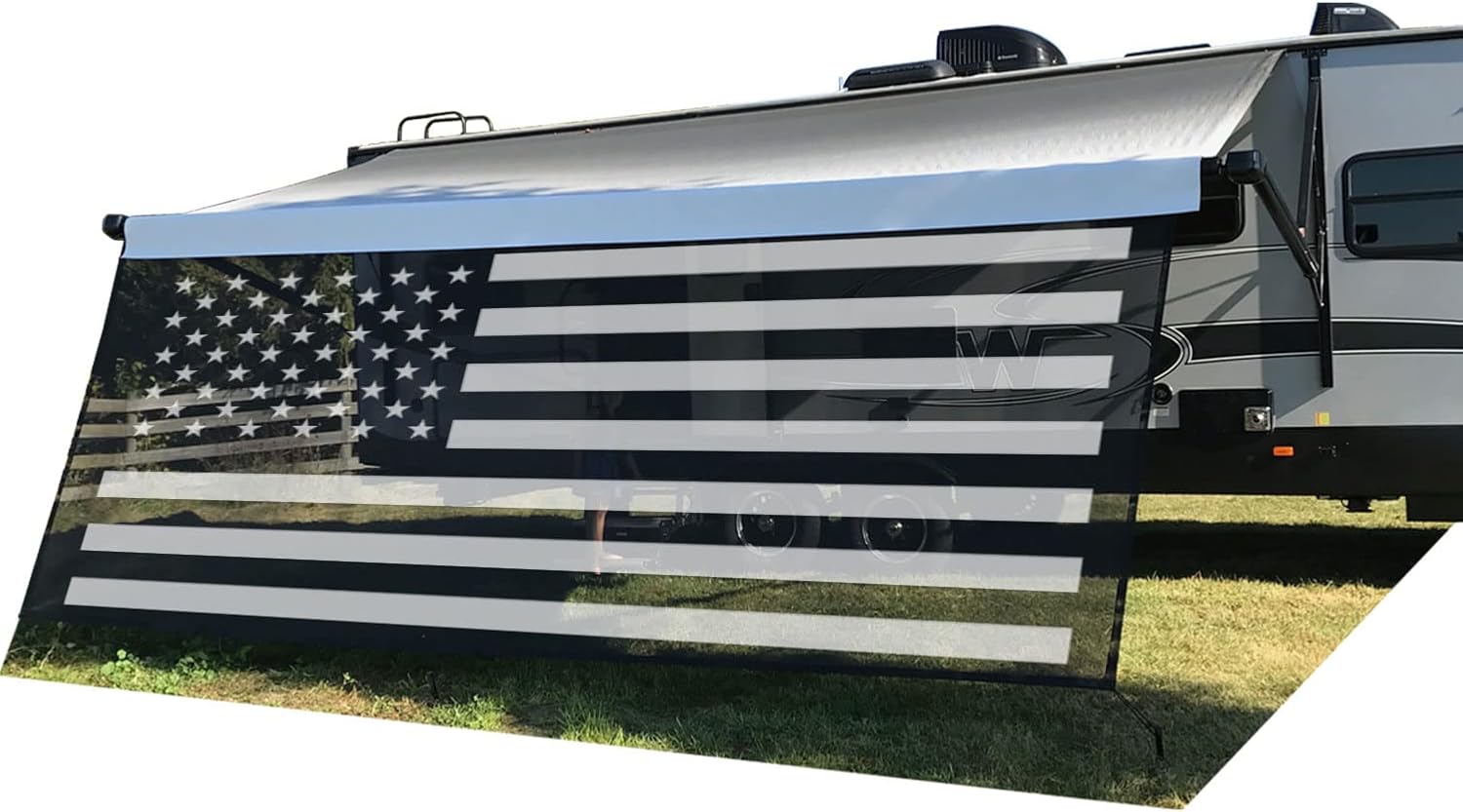 Detalle de Tentproinc RV Awning Sun Shade Screen 8' x 15' 3'' (American Flag) Black Mesh UV Blocker for Camper Trailers