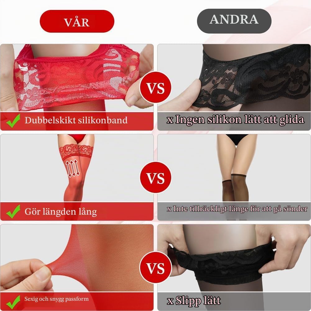 Detalle de AOMIG svarta nätstrumpbyxor, 2-pack med hög midja och one size