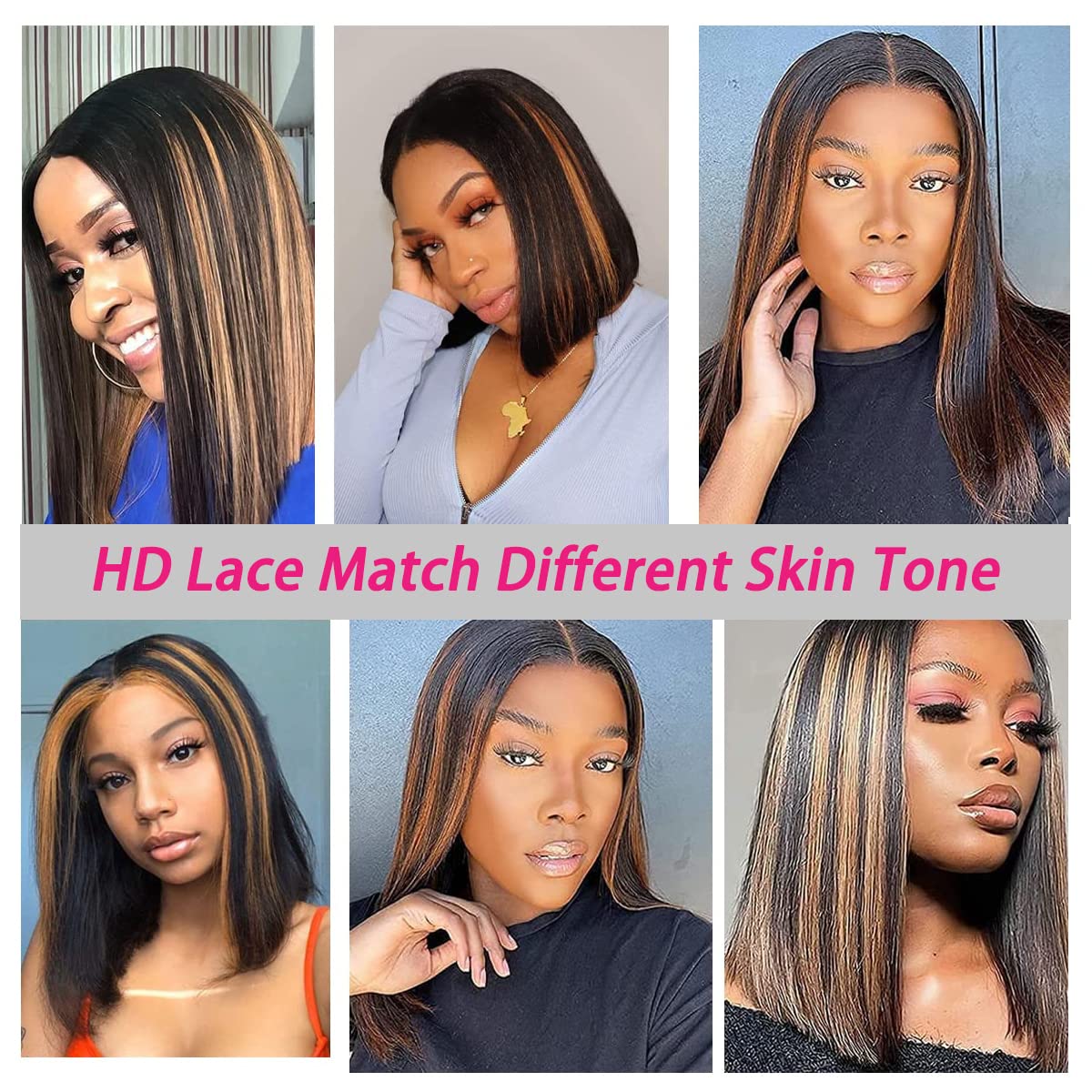Thumbnail 3 de Colorful Bird Highlight Ombre Lace Front Bob Wig (12 Inch) – 4x4 HD Lace Closure, 150% Density, Brazilian Human Hair