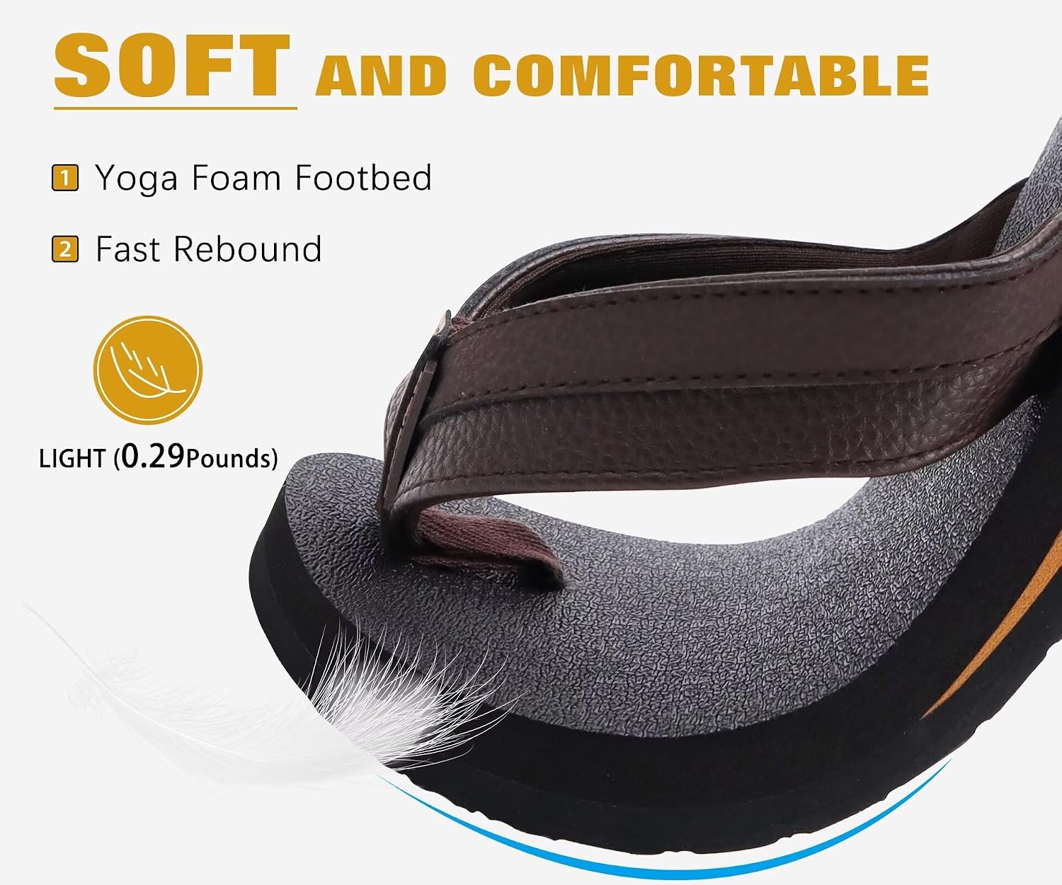 Thumbnail 2 de KuaiLu men’s leather arch support flip flops with cushioned yoga foam and non-slip sole