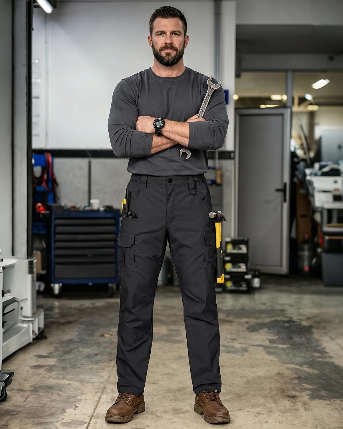 Thumbnail 1 de IGOLUMON Work Trousers Men Cargo Trousers Stretch Tactical Combat Work Pants