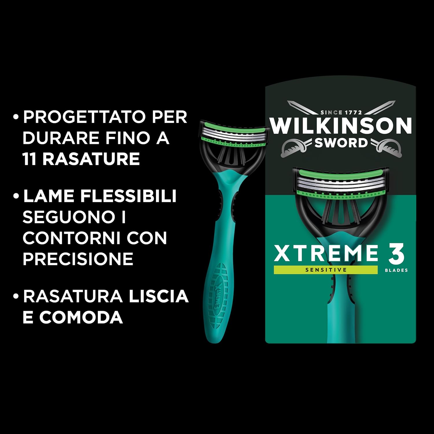 Detalle 2 de Wilkinson Sword Xtreme 3 Sensitive: rasoi usa e getta da uomo 16+8