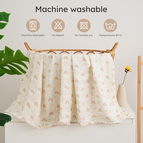 Detalle de Yoofoss 4er Pack Baby Pucktuch 120×120 cm Mulltuch 👶