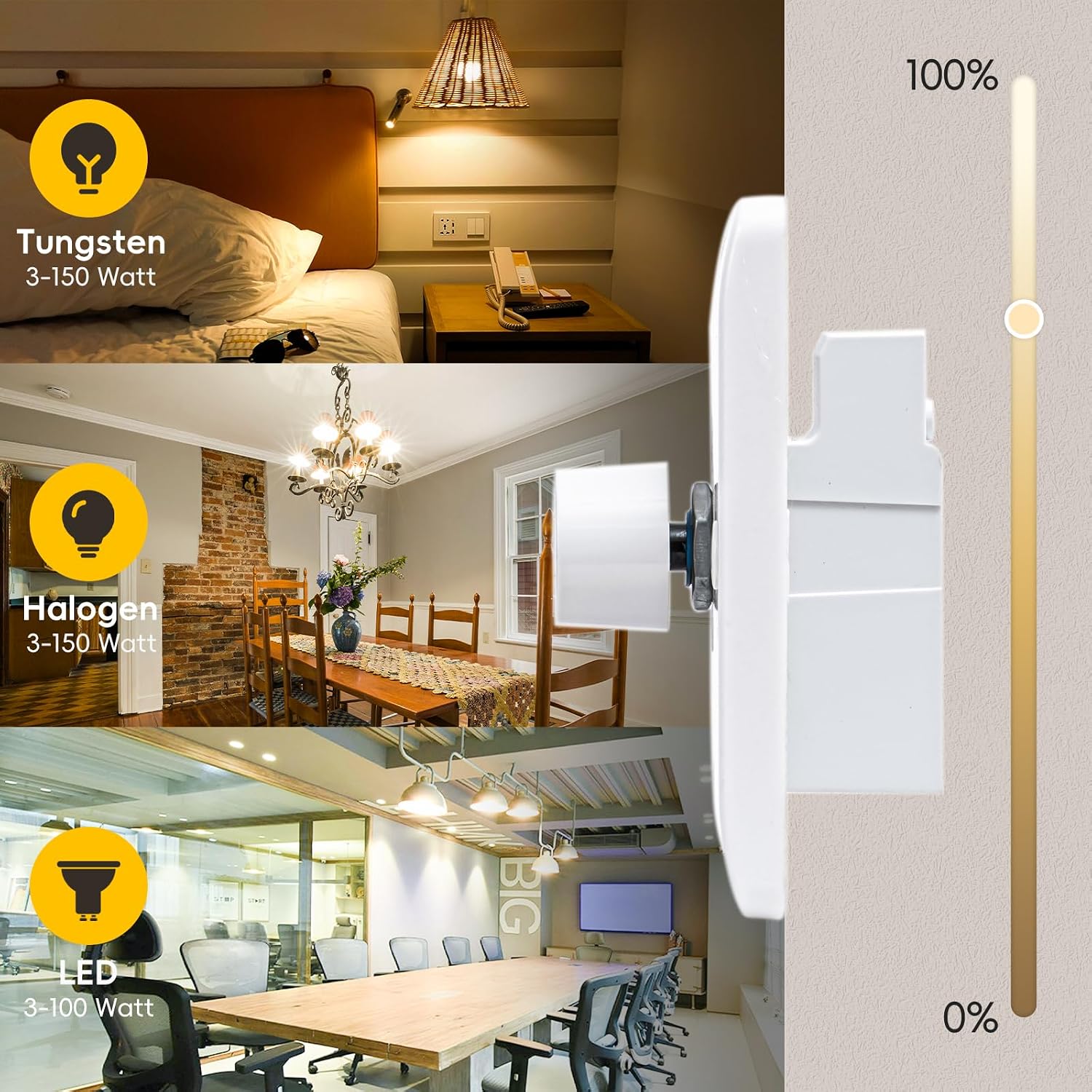 Detalle 2 de Trailing Edge Dimmer Switch 3-150W 2 Gang