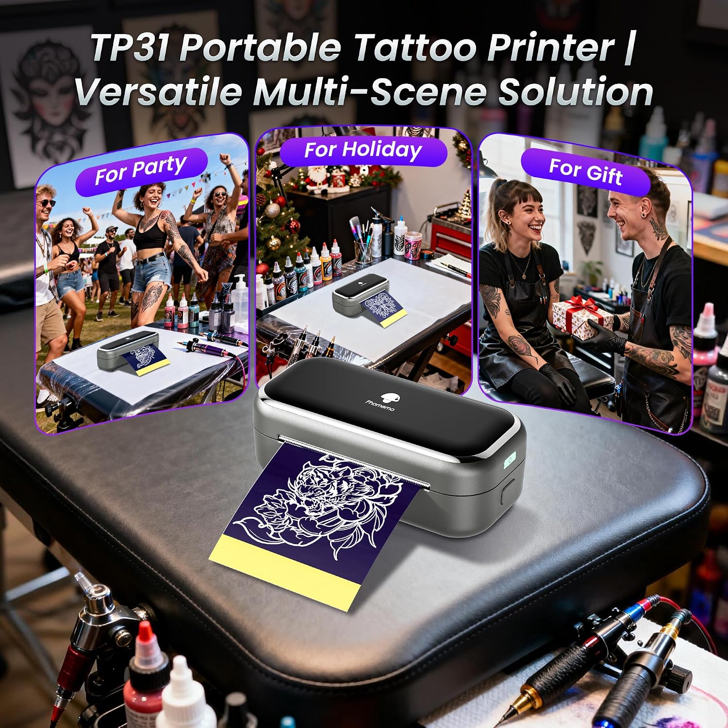Thumbnail 6 de Phomemo TP31 Small Tattoo Printer 3 Inch – Portable, Bluetooth, with 30 Consumables