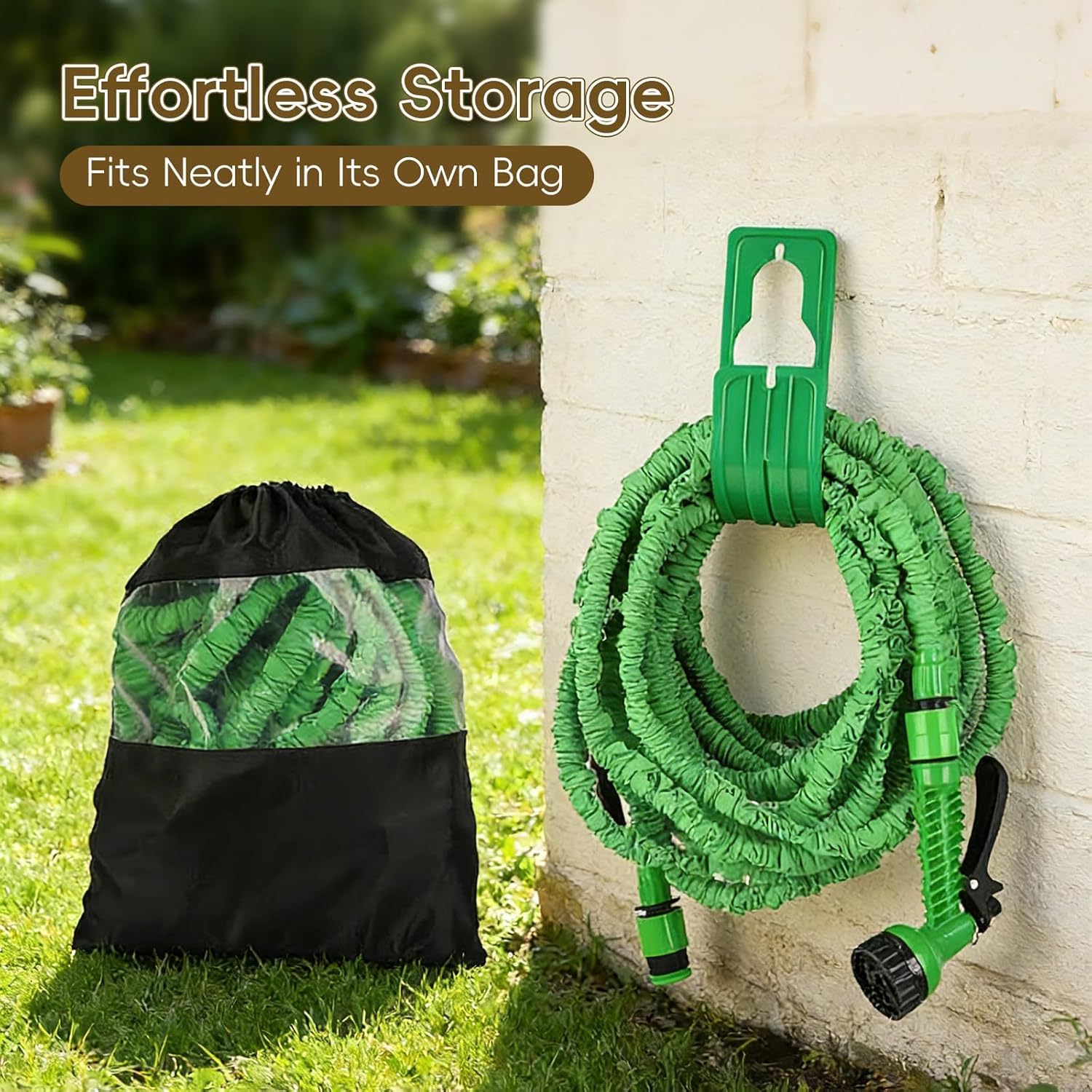 Thumbnail 6 de Expandable Garden Hose Pipe 30m/100ft with 7-Function Spray Gun – heavy duty latex-core expandable hose (green)