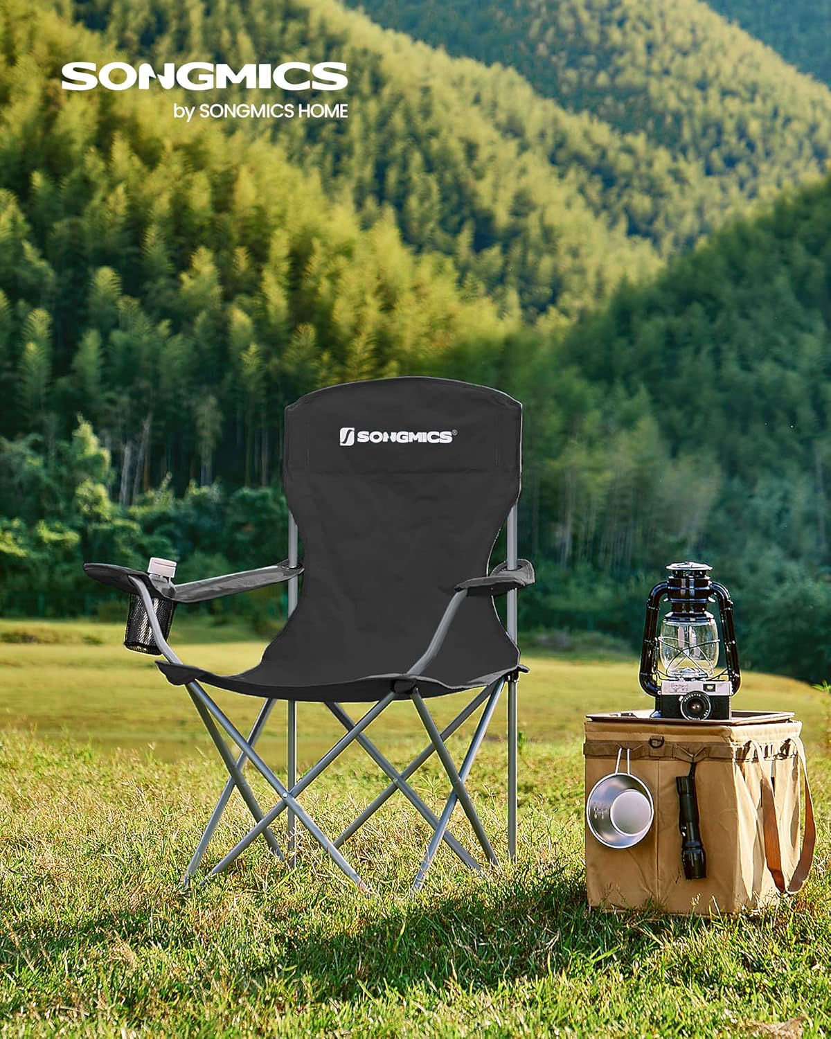 Thumbnail 1 de SONGMICS 2er Set Klappstuhl Campingstuhl mit Getränkehalter – belastbar bis 150 kg