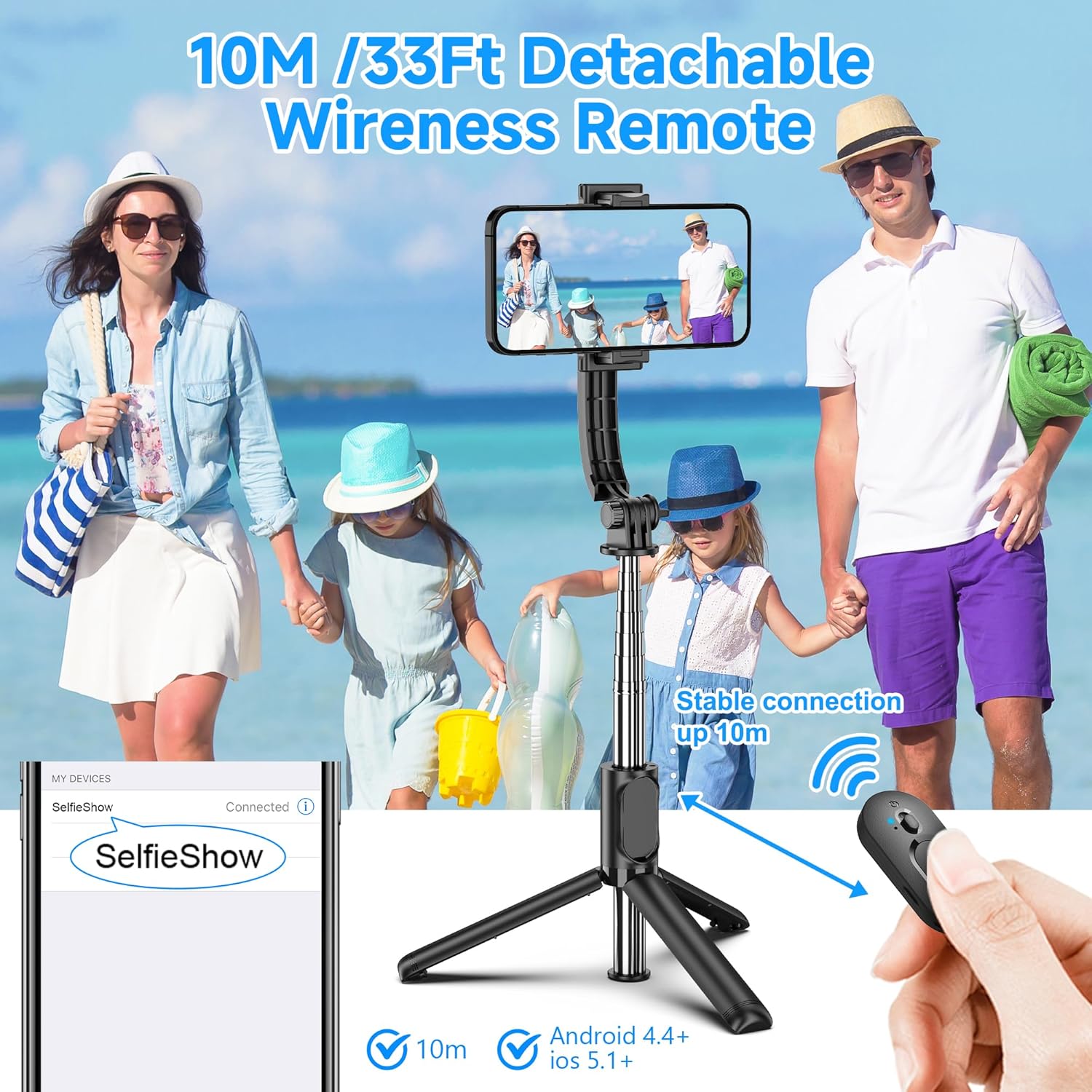 Detalle de Palo Selfie Trípode 4 en 1 extensible 101 cm