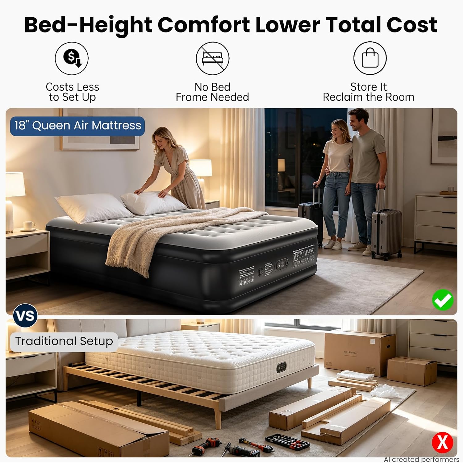 Thumbnail 4 de OhGeni Air Mattress Queen 18 Raised
