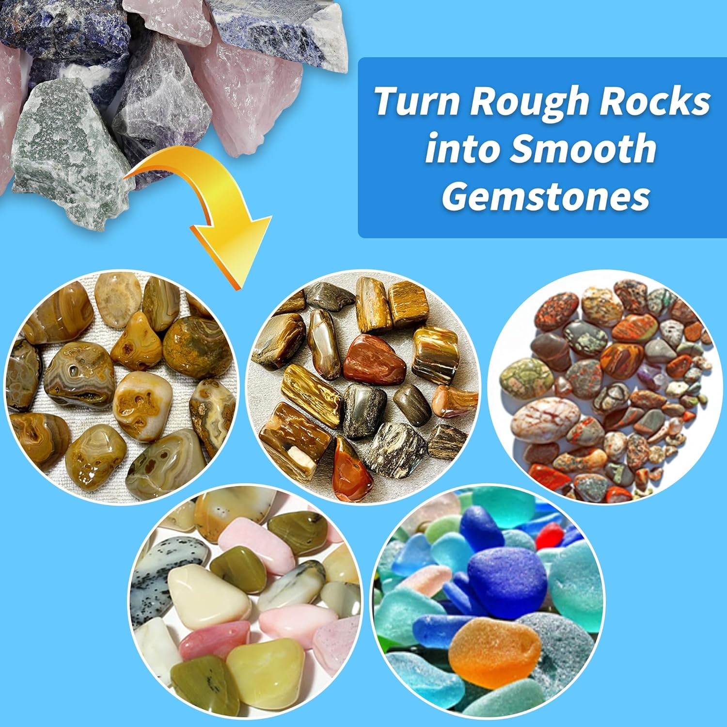 Thumbnail 1 de KomeStone Rock Tumbler Grit and Polish Refill Kit (6 Pounds) — 4-Step Media for Up to 40 lbs of Rocks