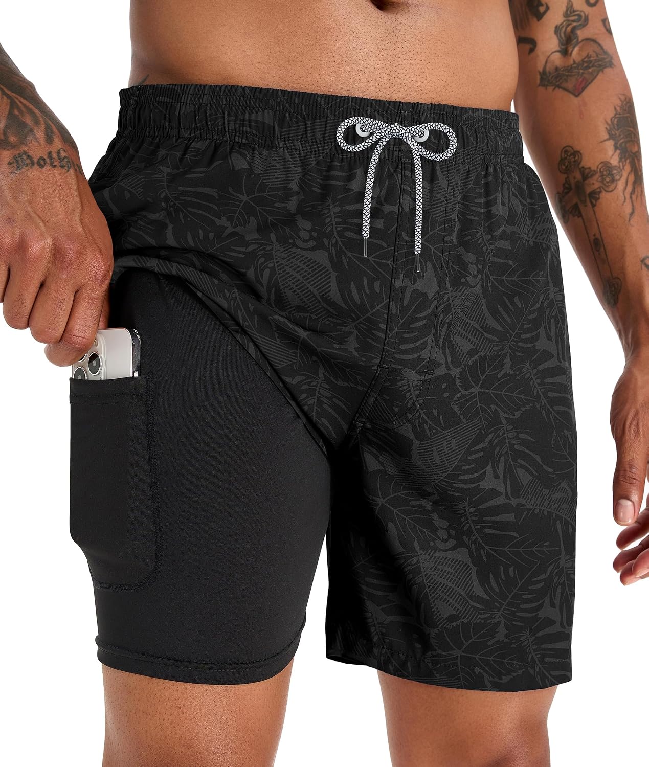 Detalle de APTRO Men's Swim Trunks with Compression Liner 5 Inch