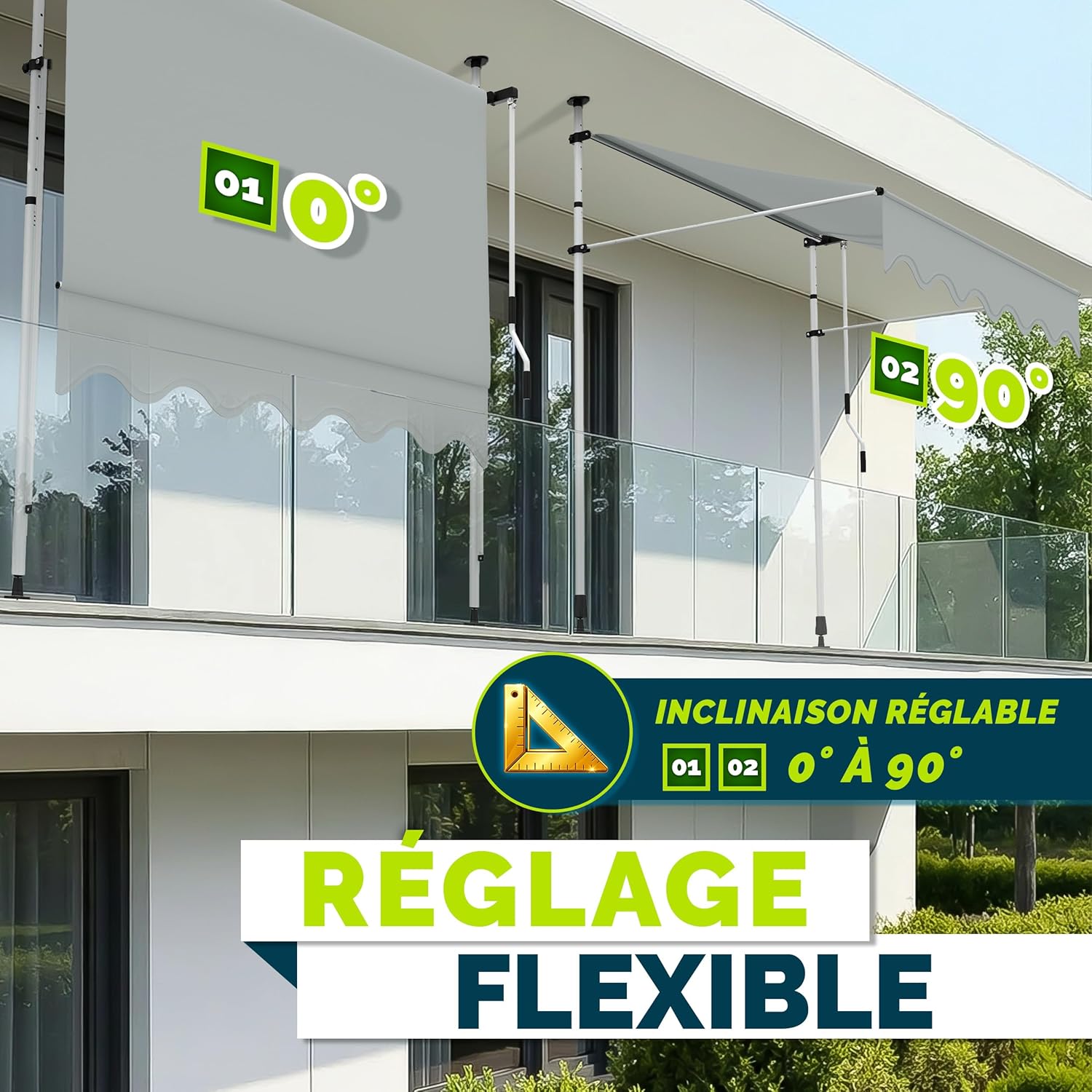 Thumbnail 1 de tillvex Store Banne Manuel rétractable avec manivelle pour Balcon – Marquise de terrasse Gris clair 150 cm