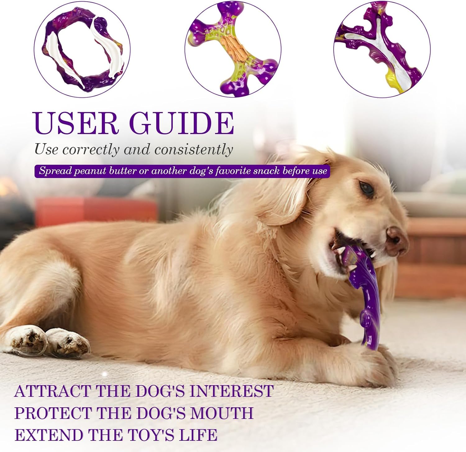 Detalle de ChienBox Dog Toys 3 Pack indestructible nylon chew bones (bacon flavour) for medium to large dogs