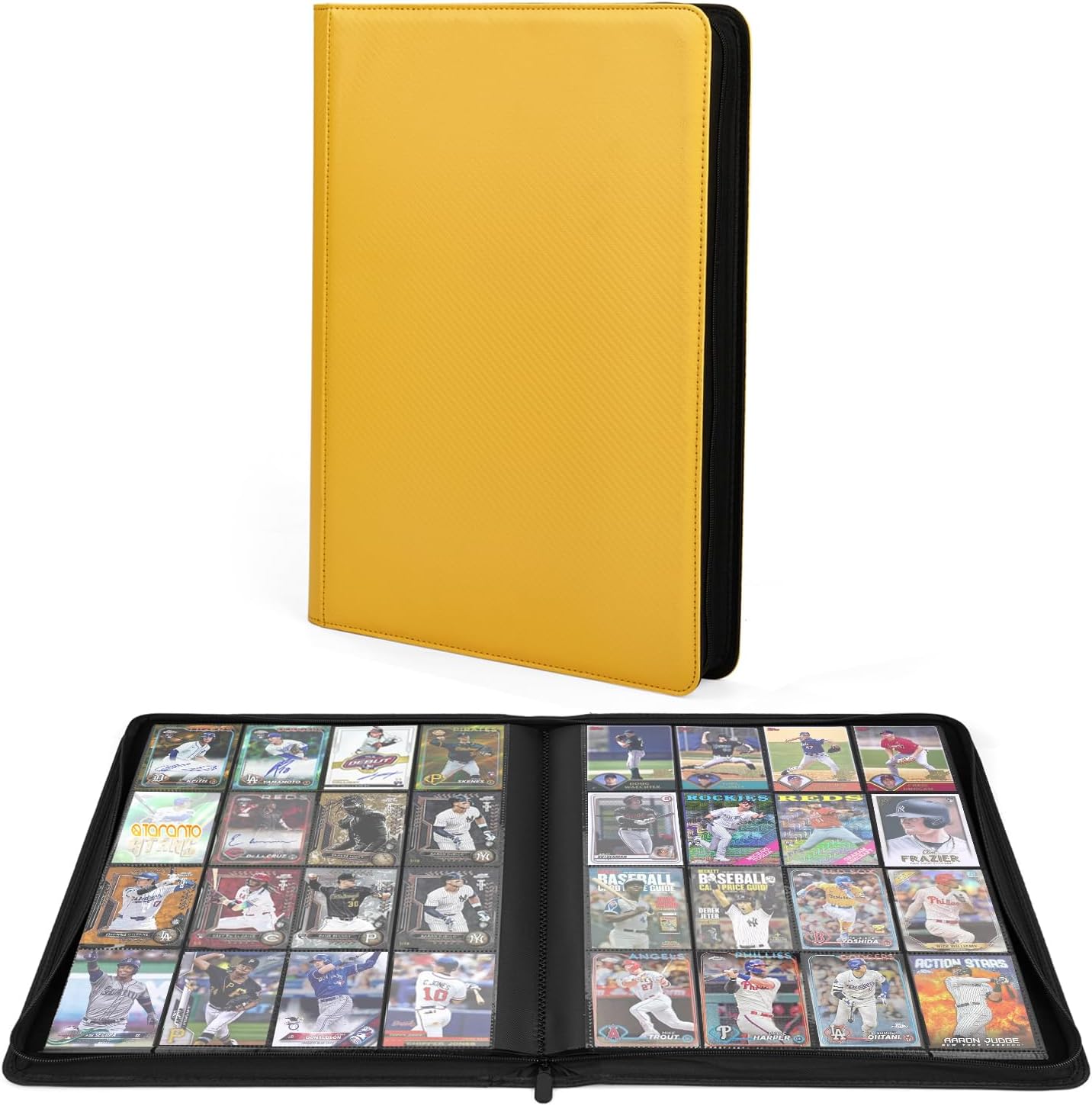 Imagen de Premium 1000+ Pockets Trading Card Binder: 16-Pocket Ringless Side-Loading Album (Yellow) en OfertitasTOP