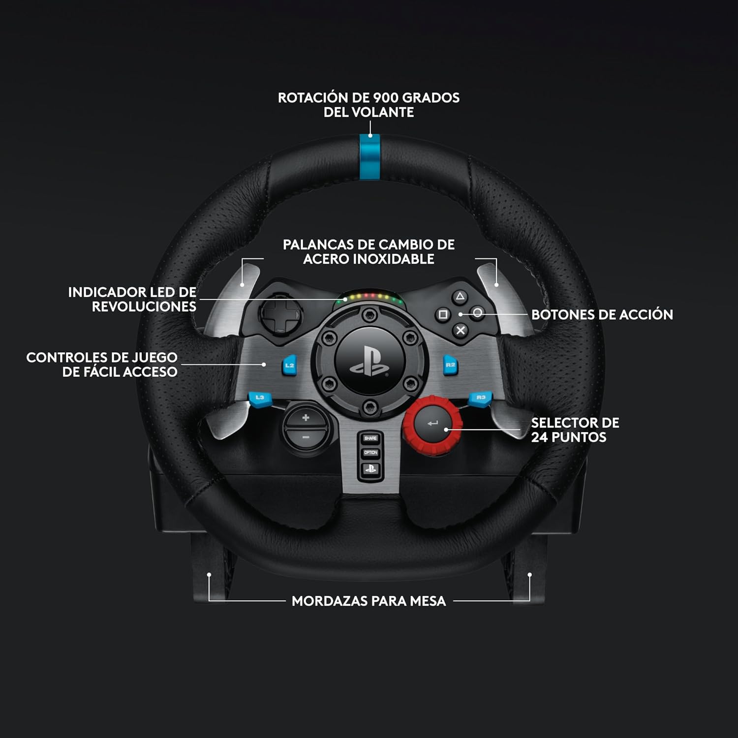 Thumbnail 4 de Logitech G G29 SE Driving Force 🚗 Volante de carreras con pedales, Force Feedback, Cuero + Palanca para PS5, PS4 y PC