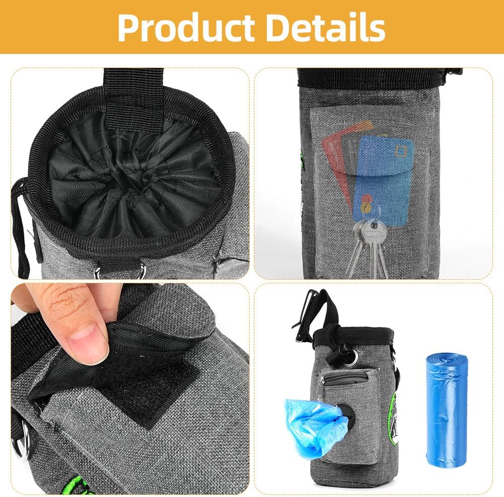 Detalle de Adiwo Small Dog Treat Bags: Waterproof Oxford Pouch with Waist Belt, Clicker and Dispenser