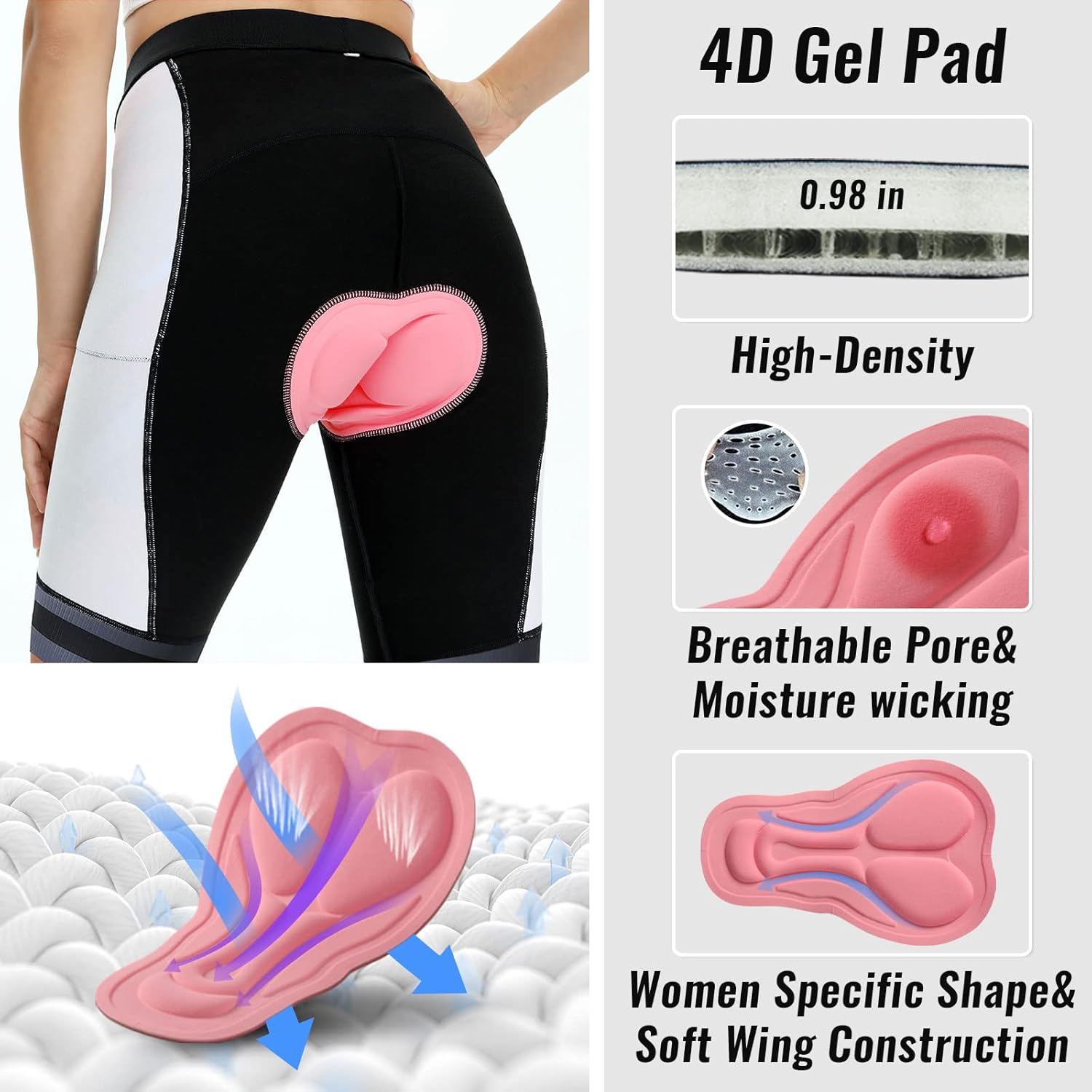 Thumbnail 3 de NICEWIN Damen 3D-gepolsterte Fahrrad-Shorts mit hoher Taille – schnelltrocknend