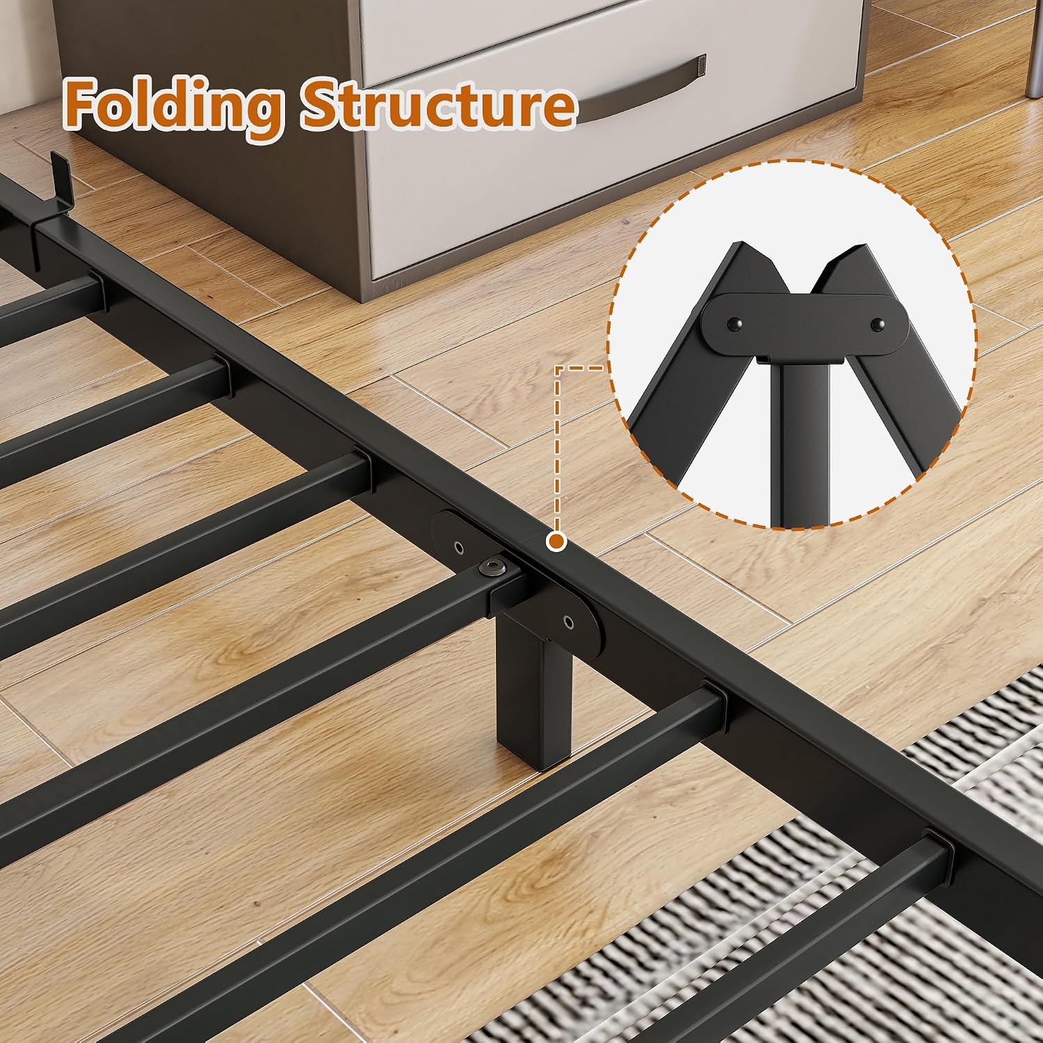 Thumbnail 6 de VECOCHO 1016G-6y Queen Metal Bed Frame, 6-Inch Low Profile, Black
