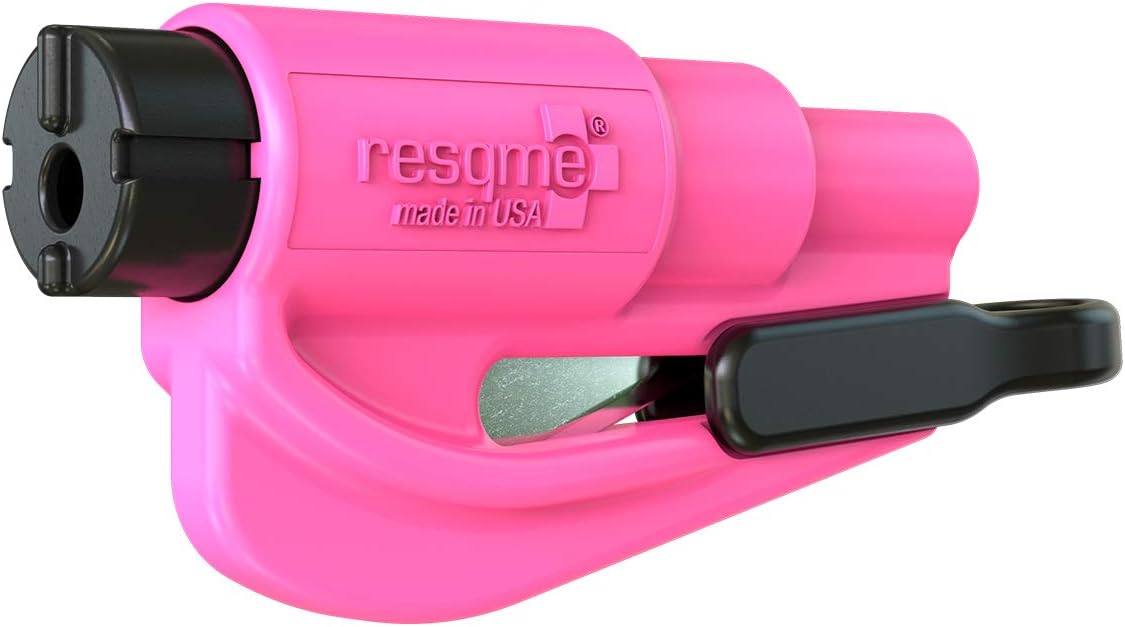 Detalle 2 de Resqme GBO-RQM-YELLOWFLUO porte-clés sécurité 2-en-1 (coupe-ceinture + brise-vitre) jaune fluo, lot de 1