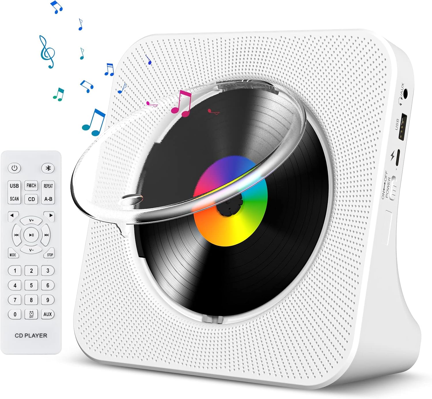 Lecteur CD de Bureau Gueray 6-en-1 avec Bluetooth, Hi-Fi intégré et écran LED