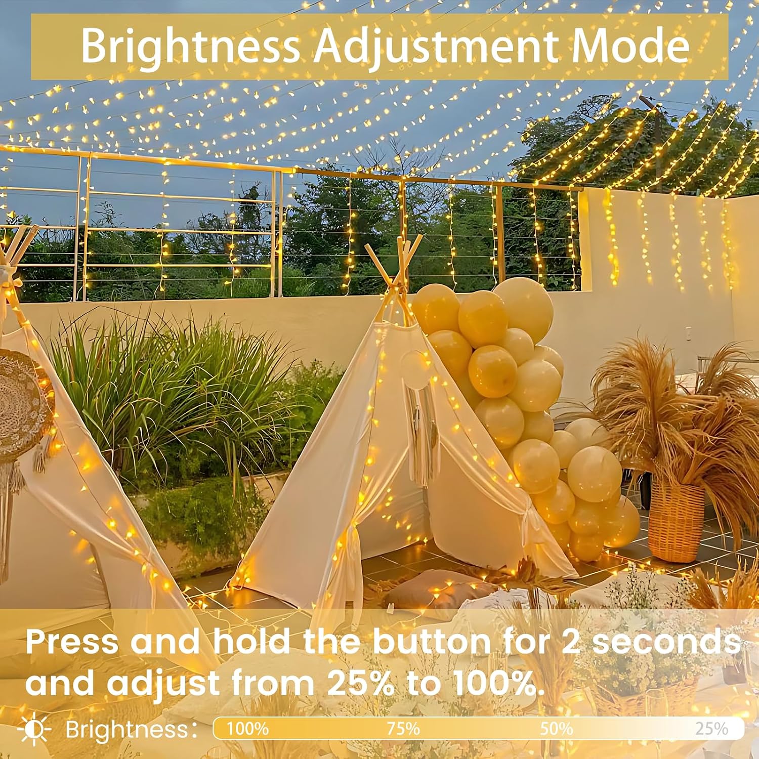 Detalle de SANJICHA 200 LED Connectable String Lights, 66 ft, Warm White, 13 Modes