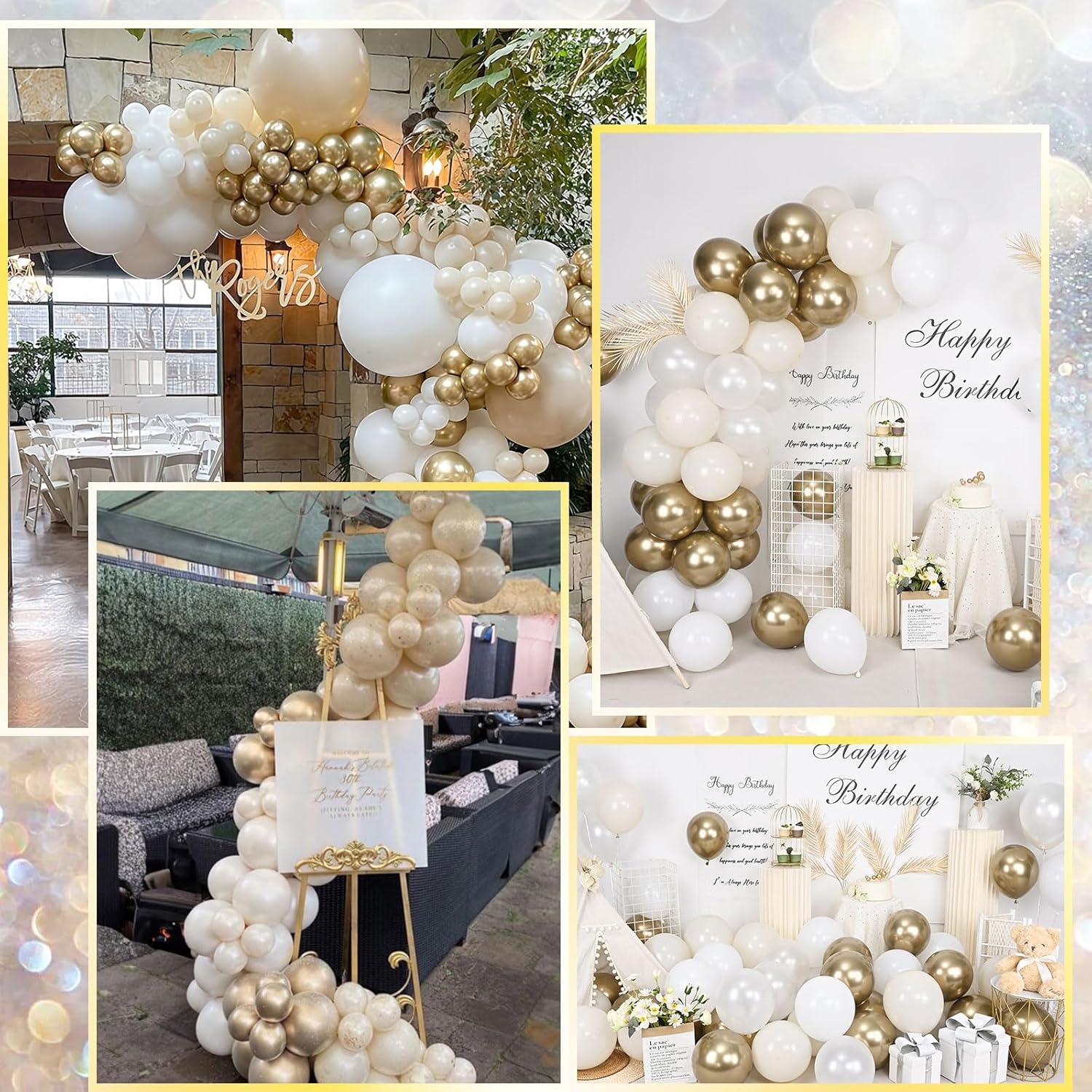 Thumbnail 5 de Togvu White and Gold Metallic Latex Balloons (12 Inch), Sand White & Gold Party Balloon Set