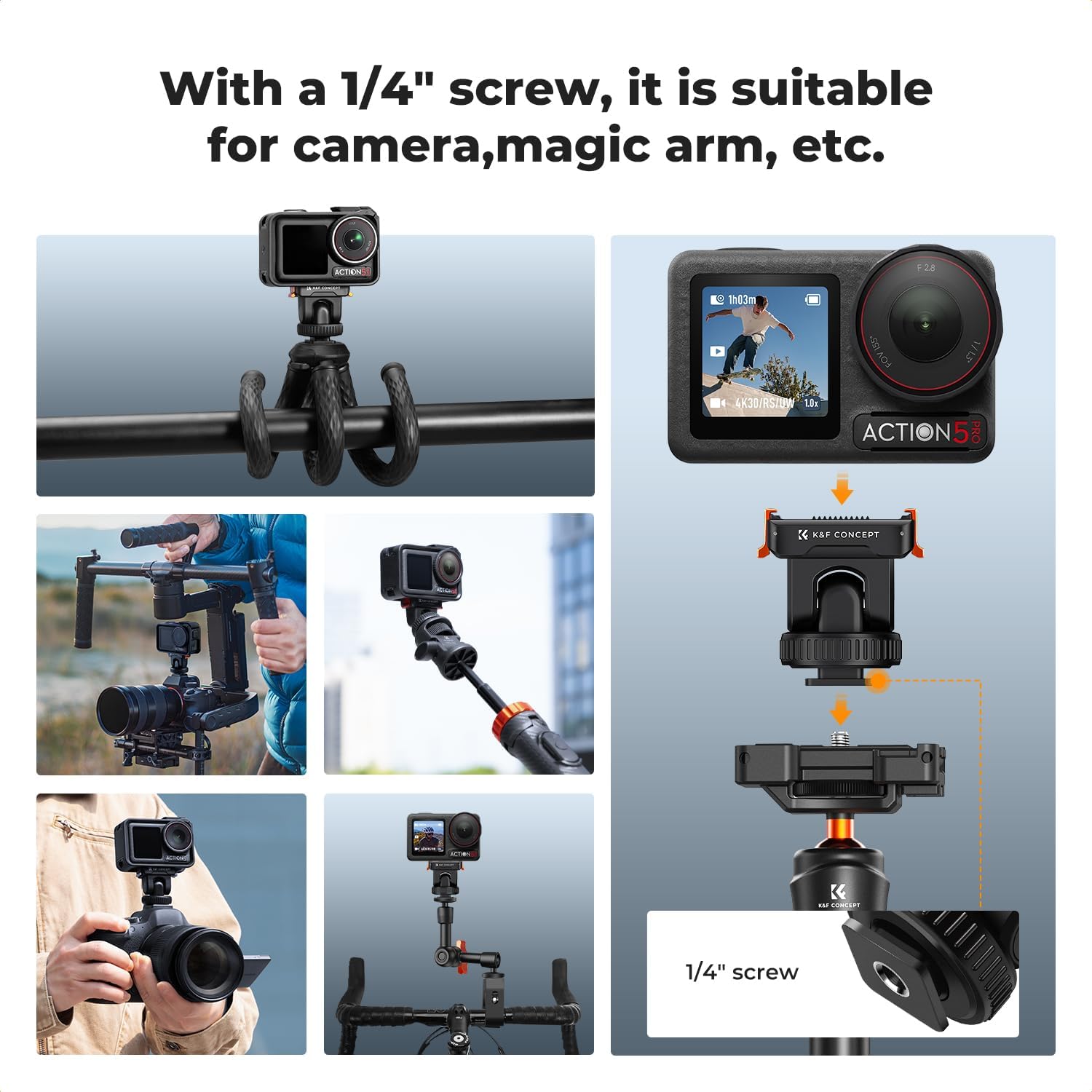 Thumbnail 5 de K&F Concept Supporto Magnetico Rapido per Telecamera d'Azione con Slitta Fredda e Foro 1/4" — DJI Osmo Action 5 Pro/360