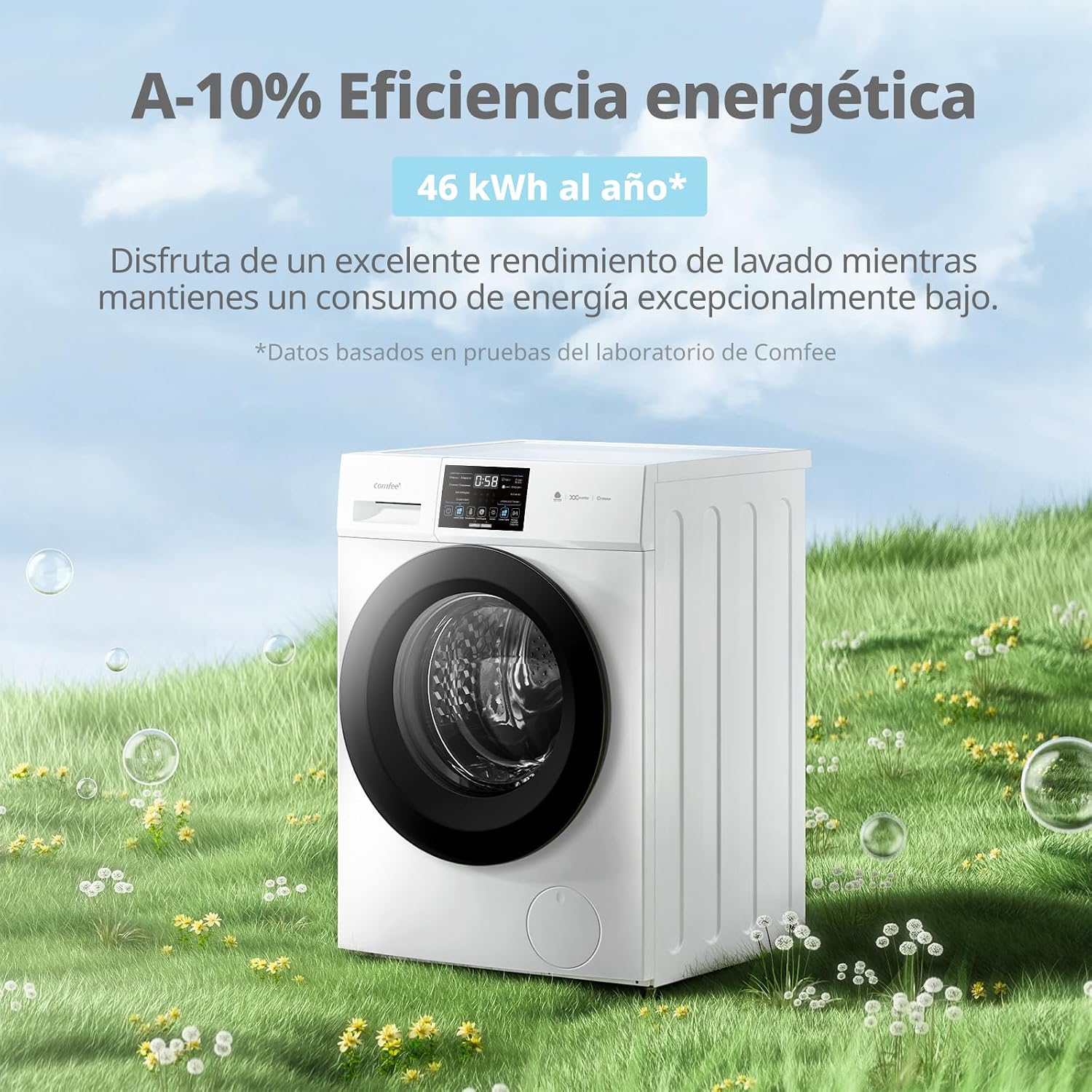 Thumbnail 2 de Comfee CFP03EW80W-HL lavadora 8 kg con vapor y motor BLDC, panel táctil y programa para lana Woolmark