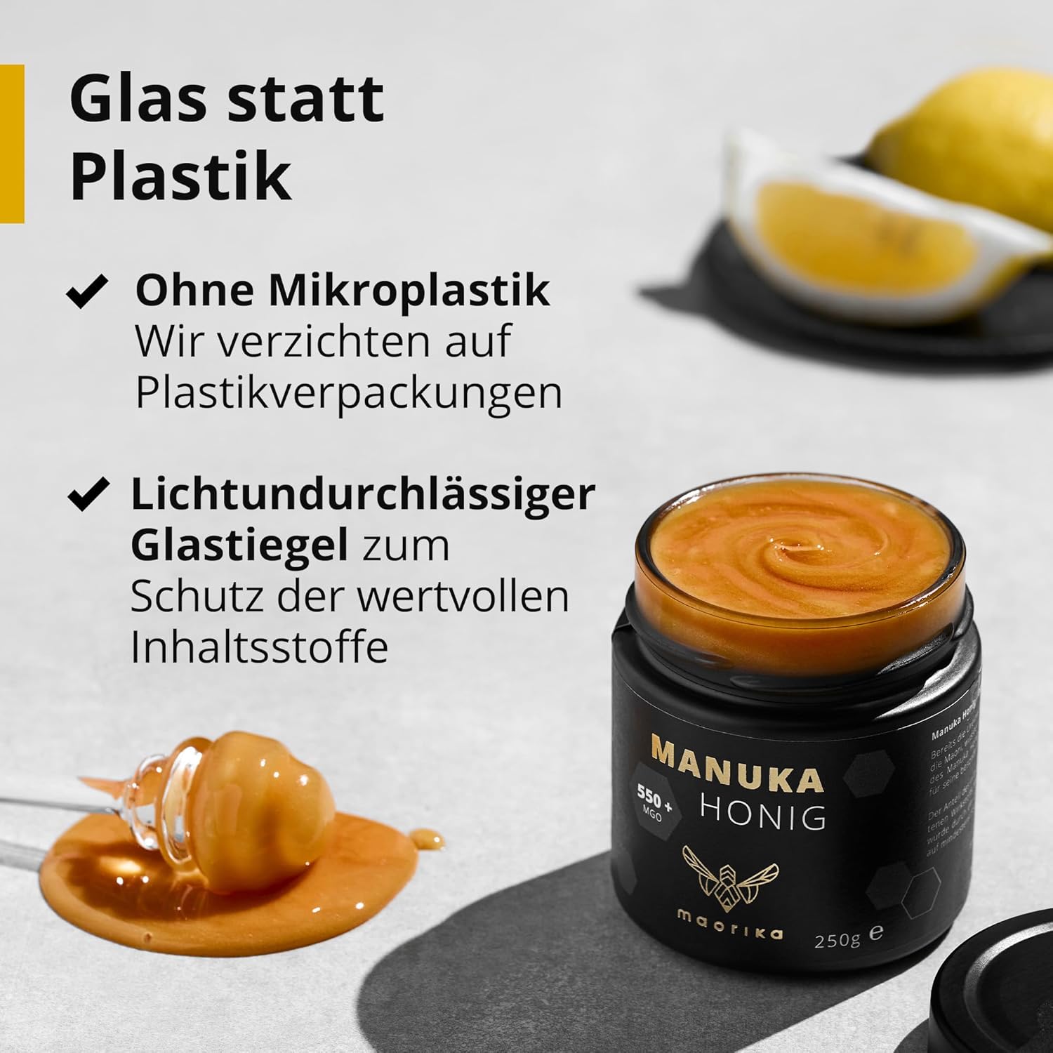 Thumbnail 2 de Maorika Manuka Honig 550+ MGO, 250 g im Glas – laborgeprüft, aus Neuseeland