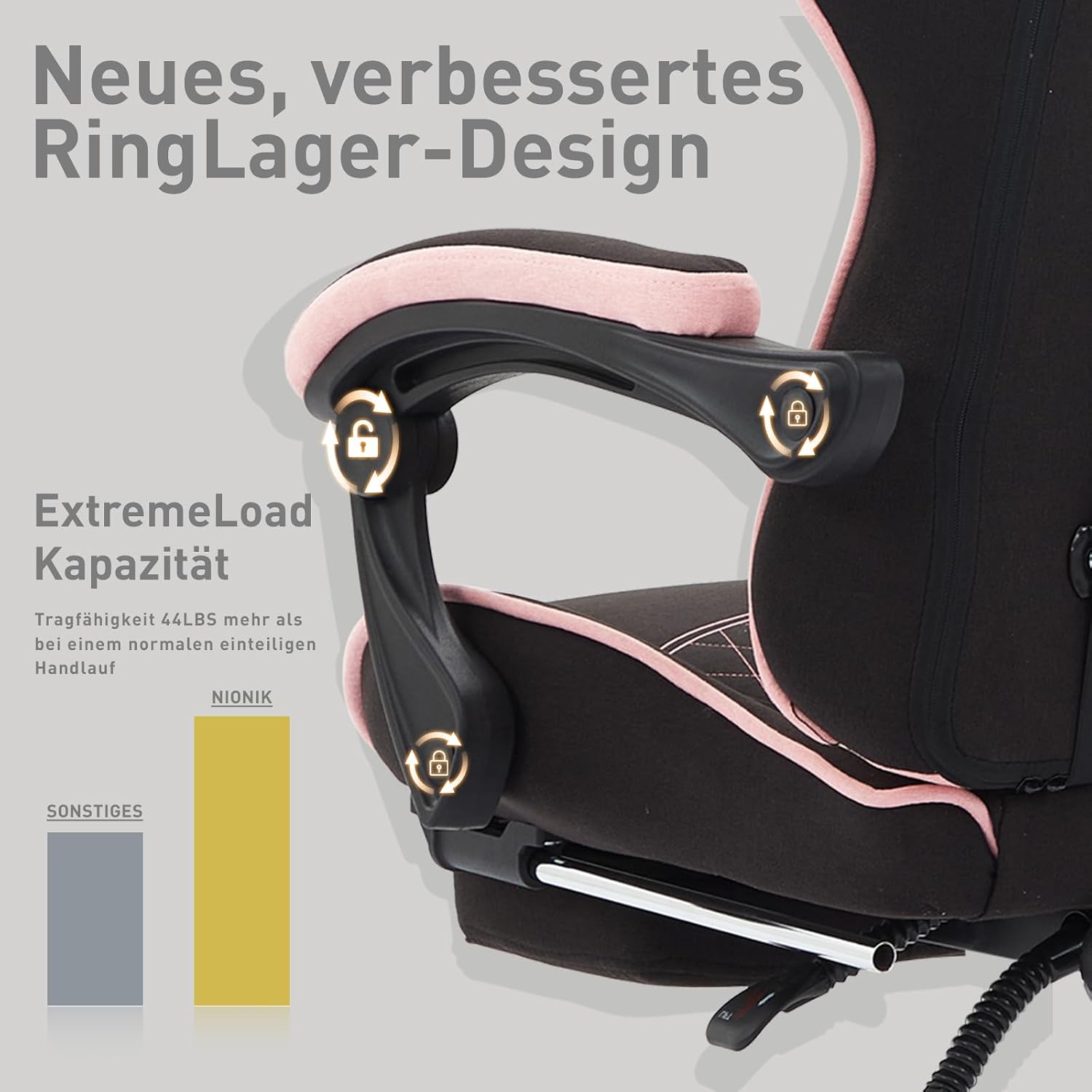 Thumbnail 6 de NIONIK Gaming Stuhl 180 kg Belastung