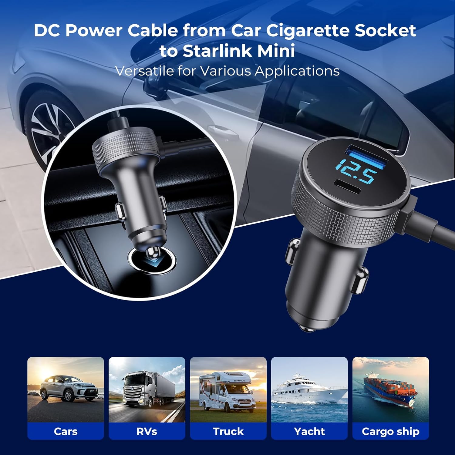 Detalle de Starlink Mini Cable 16.4FT Car Charger with PD 40W