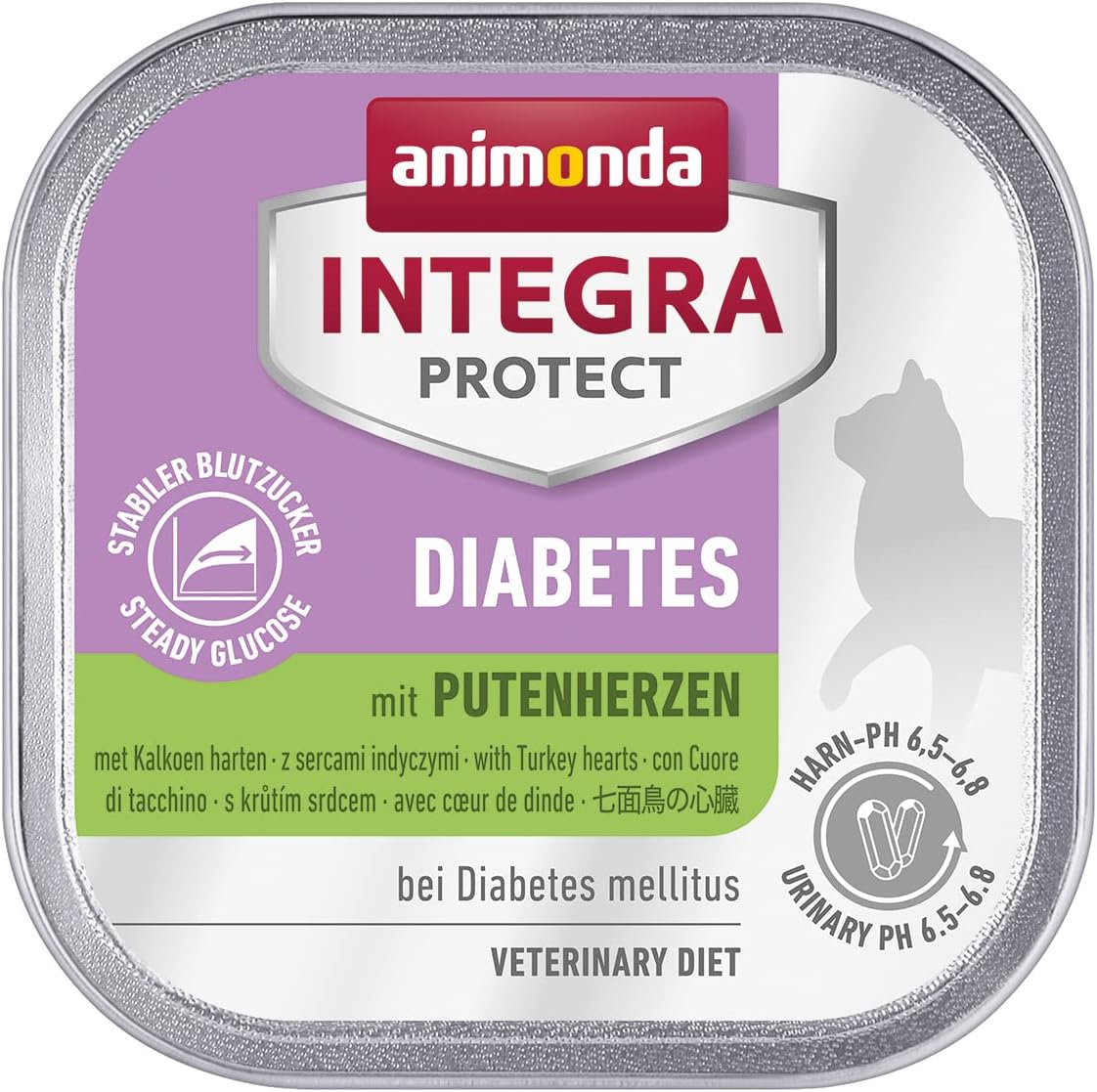 animonda INTEGRA PROTECT Diabetes Nassfutter für Katzen – Putenherzen, 16 x 100 g