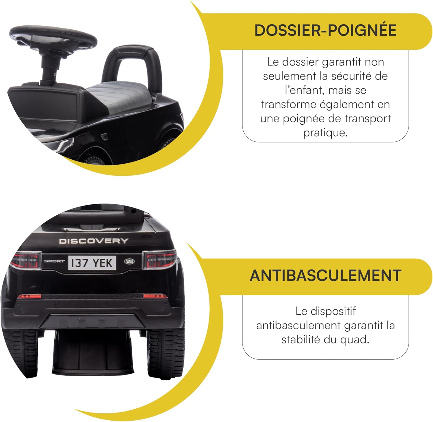 Detalle de Baroni Toys Land Rover Ride-On – voiture pour enfants 1–4 ans avec phares LED, sons réalistes et rangement