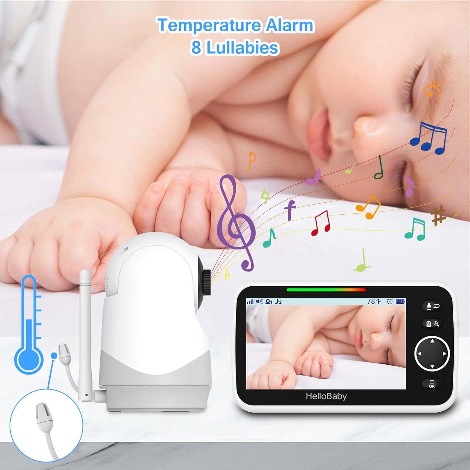 Thumbnail 5 de HelloBaby Monitor with Camera 5" screen, 3500mAh battery
