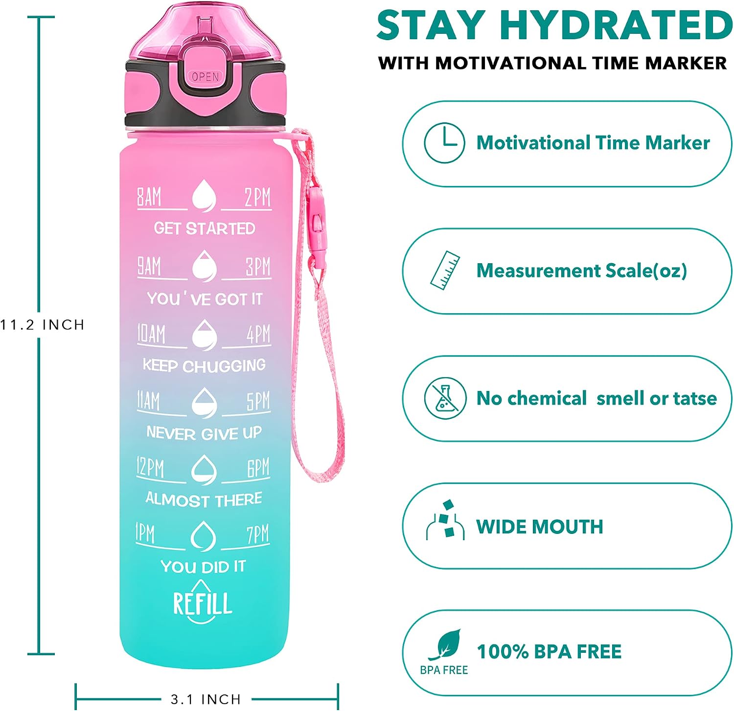 Detalle 2 de Enerbone 32 oz leakproof water bottle