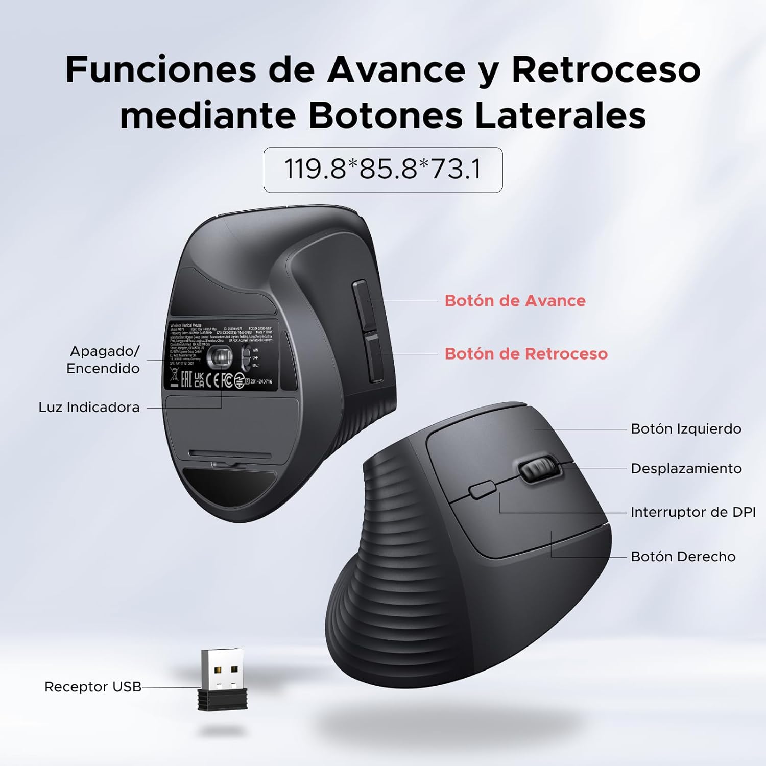 Thumbnail 6 de UGREEN Ratón Inalámbrico Vertical Ergonómico 2.4G 🖱