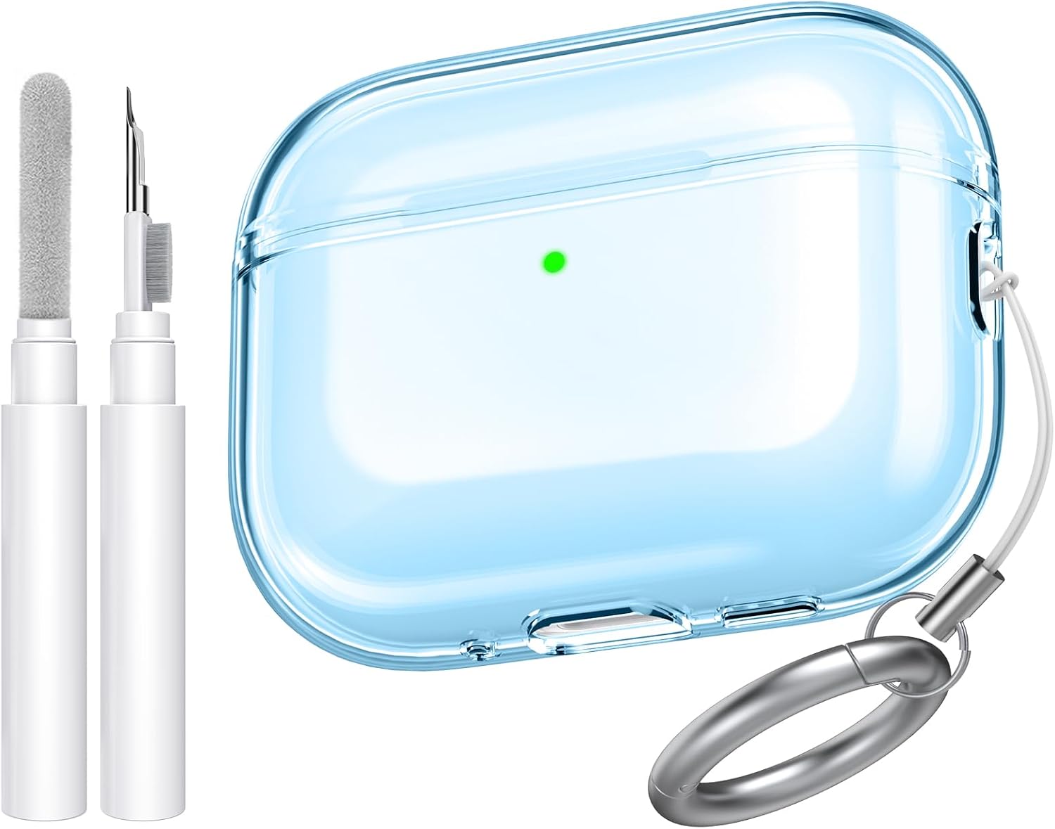 Detalle de AhaStyle Clear AirPods Pro 3 Case Cover (2025) with Anti-Yellowing Soft TPU Skin and Cleaner Kit