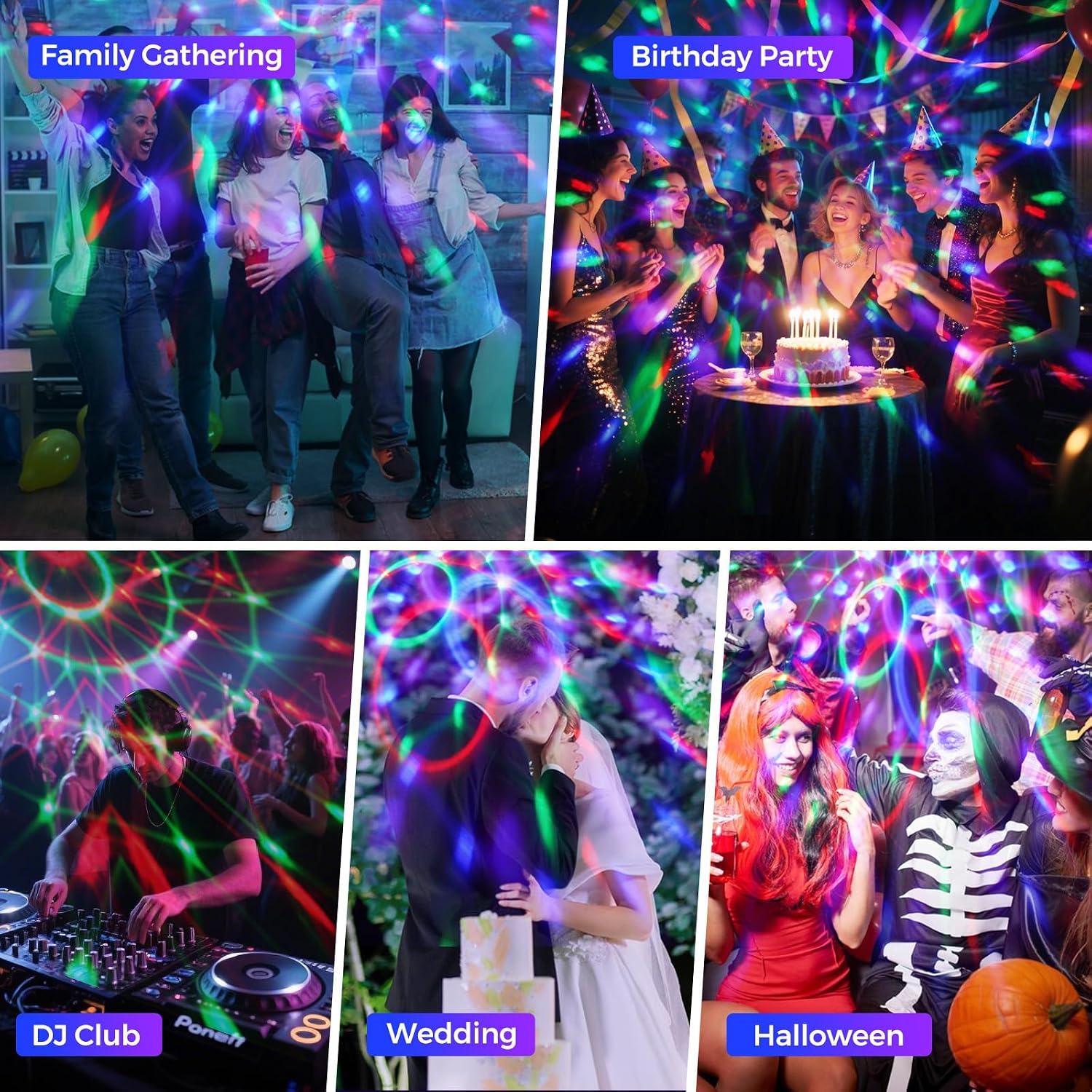 Thumbnail 6 de Gobikey Luces discoteca: bola giratoria 360° con control musical y 15 efectos RGBP