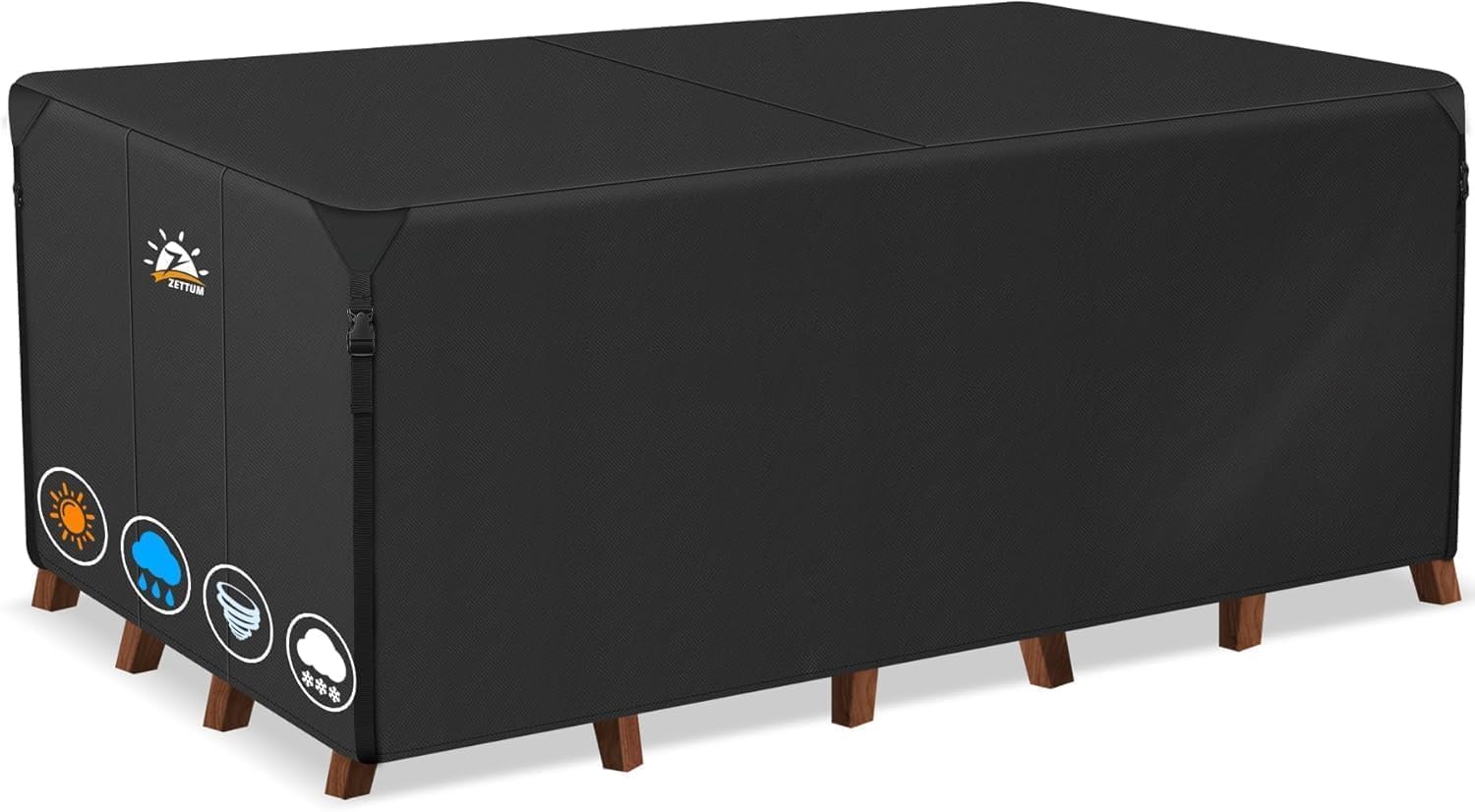 Detalle de Zettum 280x190x73cm Large Rectangular Garden Furniture Cover (600D) for Table and Chair Set