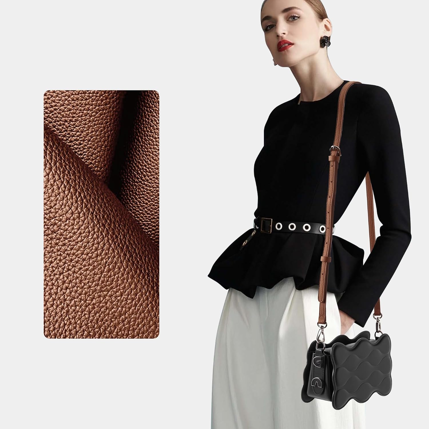 Thumbnail 5 de SEAVILIA PU Leather Purse Strap, Adjustable 43–51 in, Brown with Gold Hardware