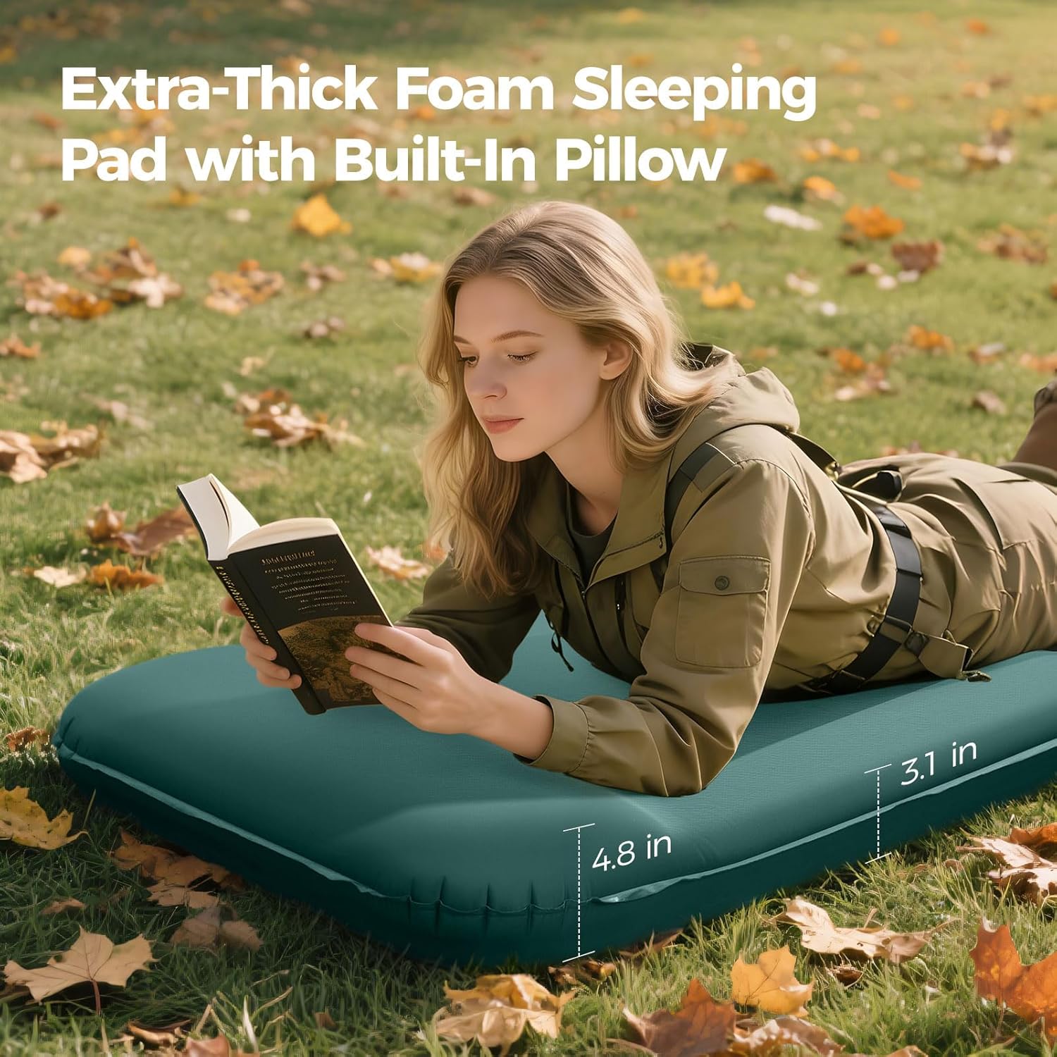 Detalle de OGERY Self-Inflating Sleeping Pad with Electric Pump: 3.15-Inch Memory Foam Comfort for 4-Season Camping