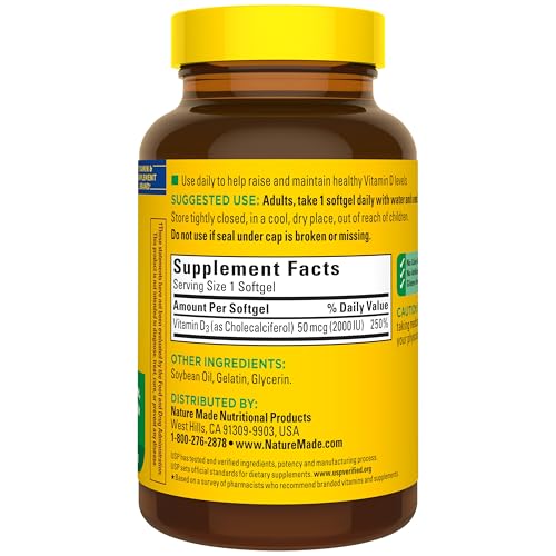 Thumbnail 6 de Nature Made Vitamin D3 2000 IU Softgels (50 mcg) — 250-Count