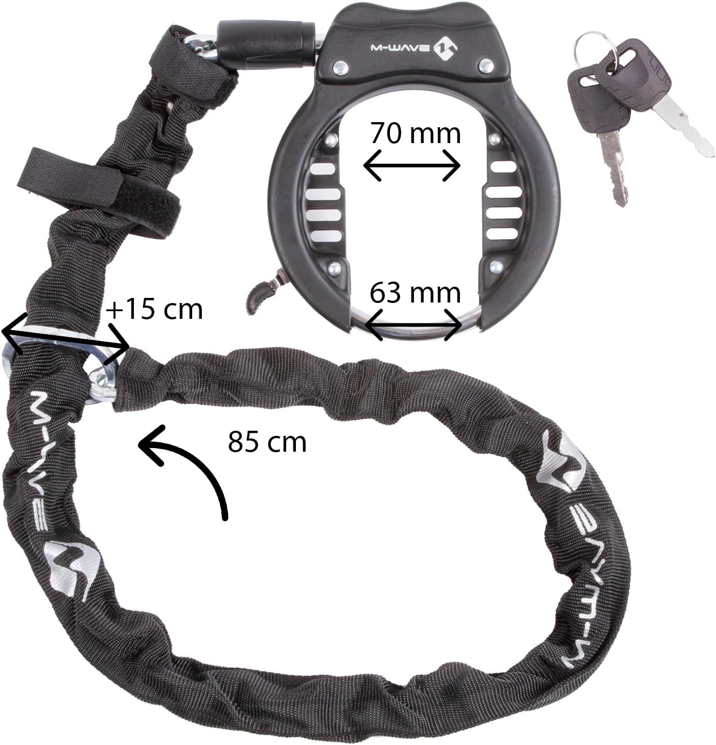 Thumbnail 1 de Frame Lock con Chain XL M-Wave 5.5 x 5.5 x 1000 mm: catena con rivestimento tessile nero e morsetti in metallo