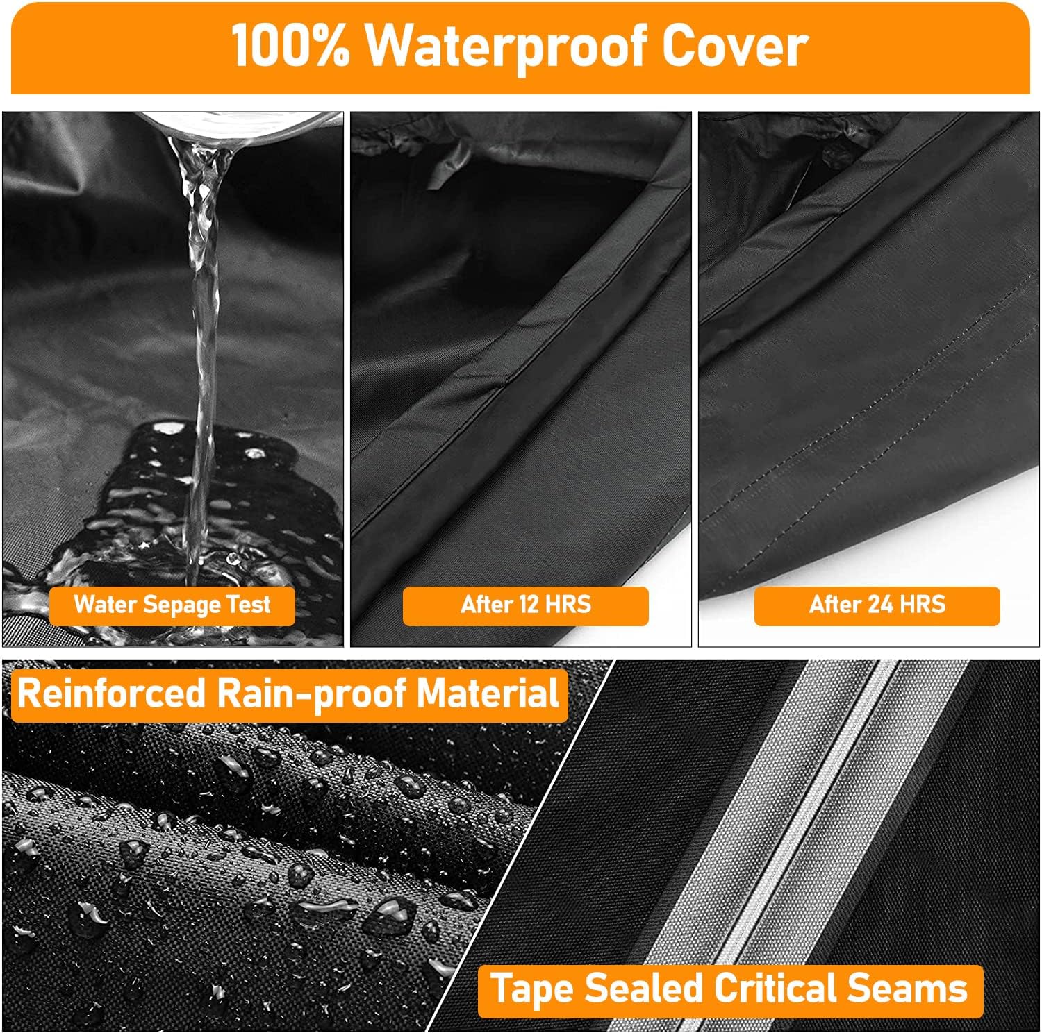 Detalle de Raweao Kettle BBQ Cover 57cm for Weber – Waterproof 500D Oxford, Φ71x68cm